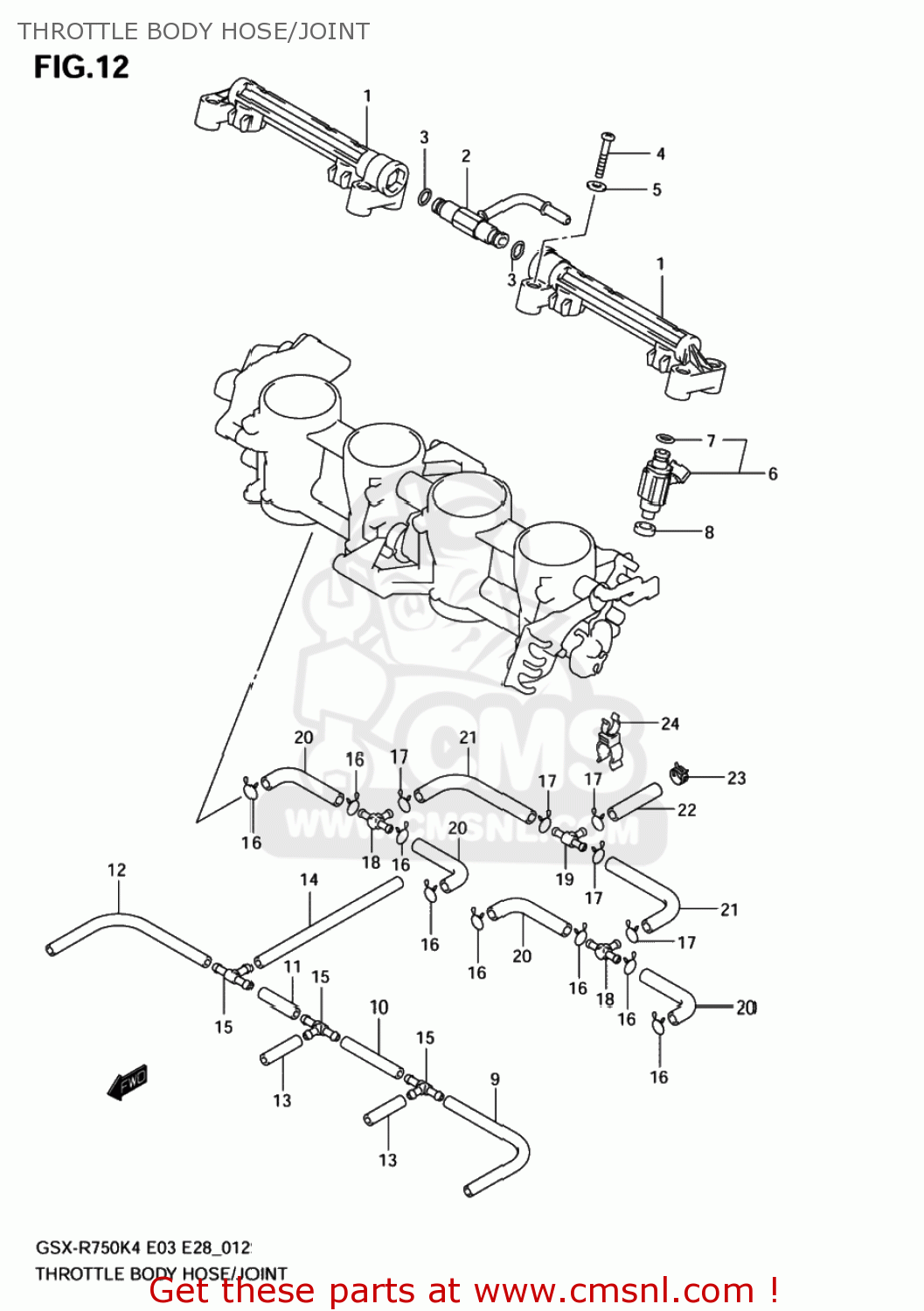 THROTTLE BODY HOSE/JOINT GSXR750X 2004 (K4) USA (E03)
