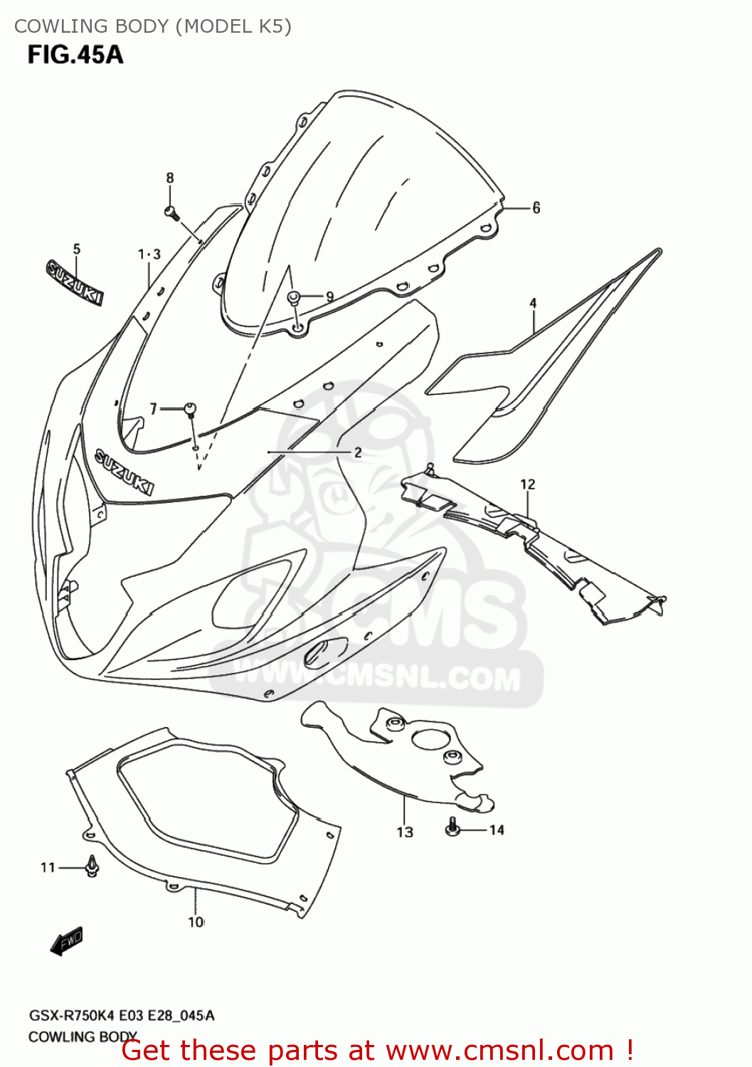 COWLING BODY (MODEL K5) GSXR750X 2005 (K5) USA (E03)