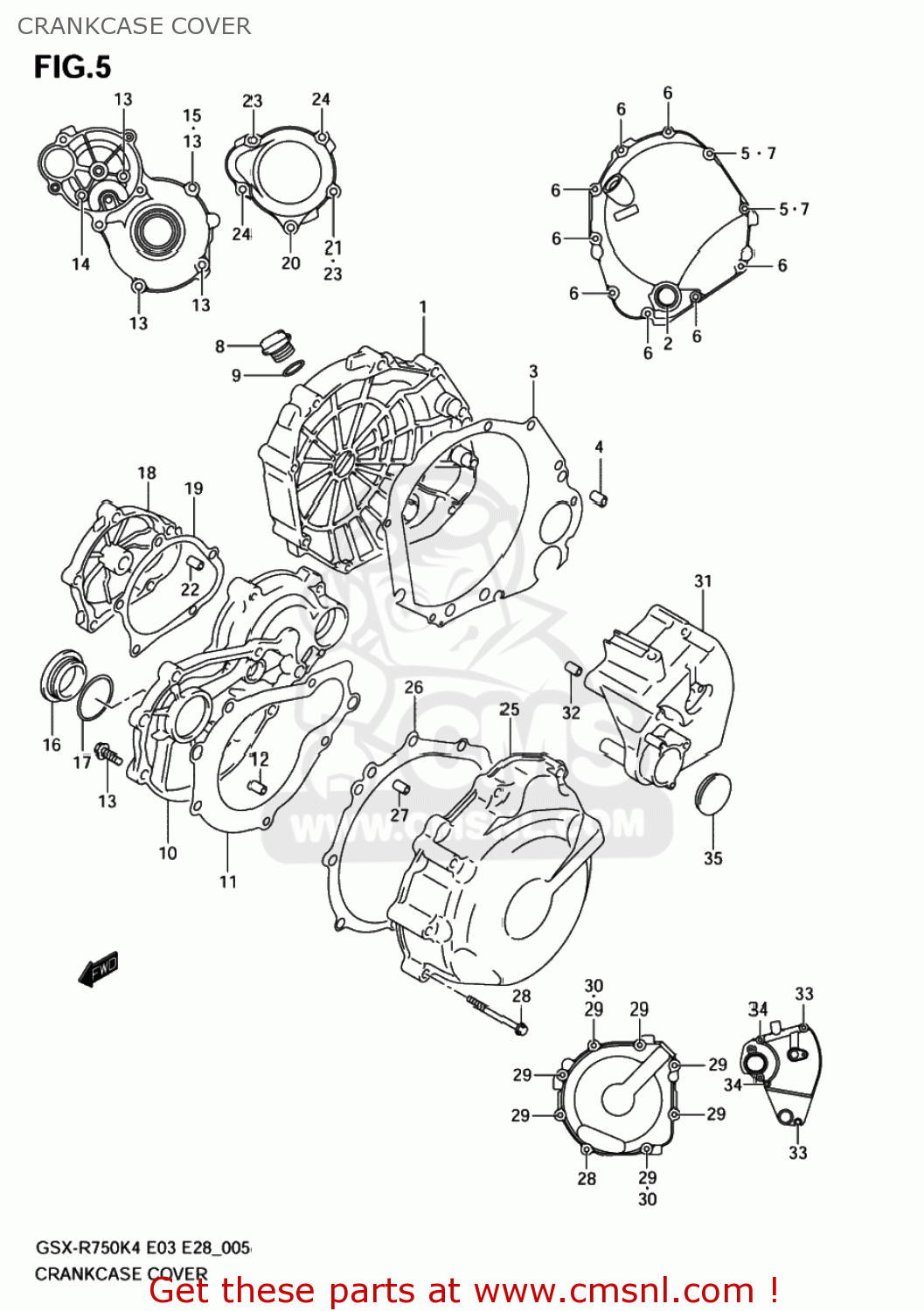 CRANKCASE COVER GSXR750X 2005 (K5) USA (E03)