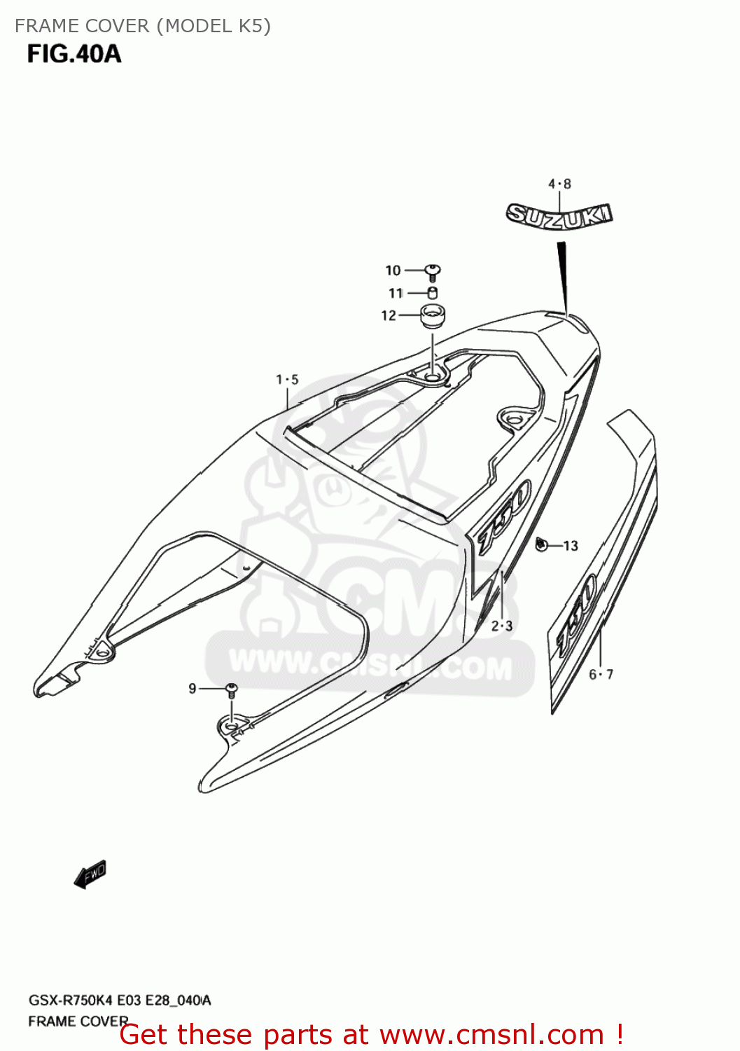 FRAME COVER (MODEL K5) GSXR750X 2005 (K5) USA (E03)