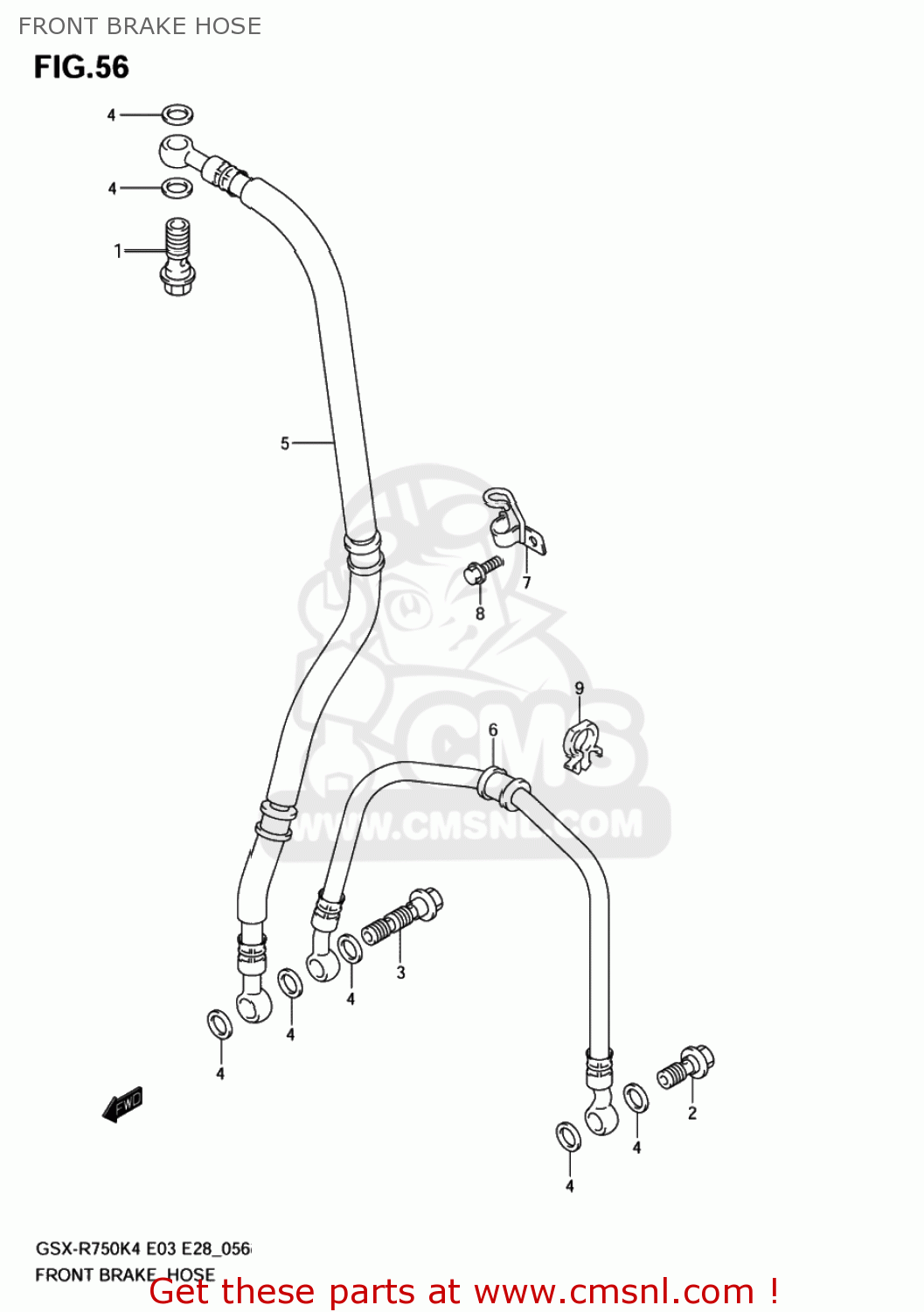FRONT BRAKE HOSE GSXR750X 2005 (K5) USA (E03)