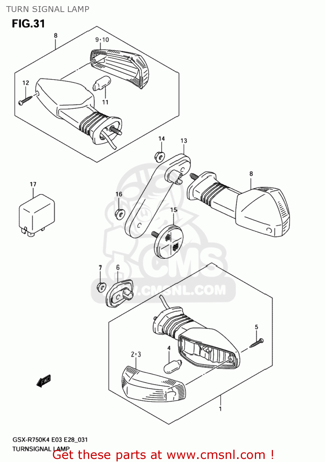 TURN SIGNAL LAMP GSXR750X 2005 (K5) USA (E03)