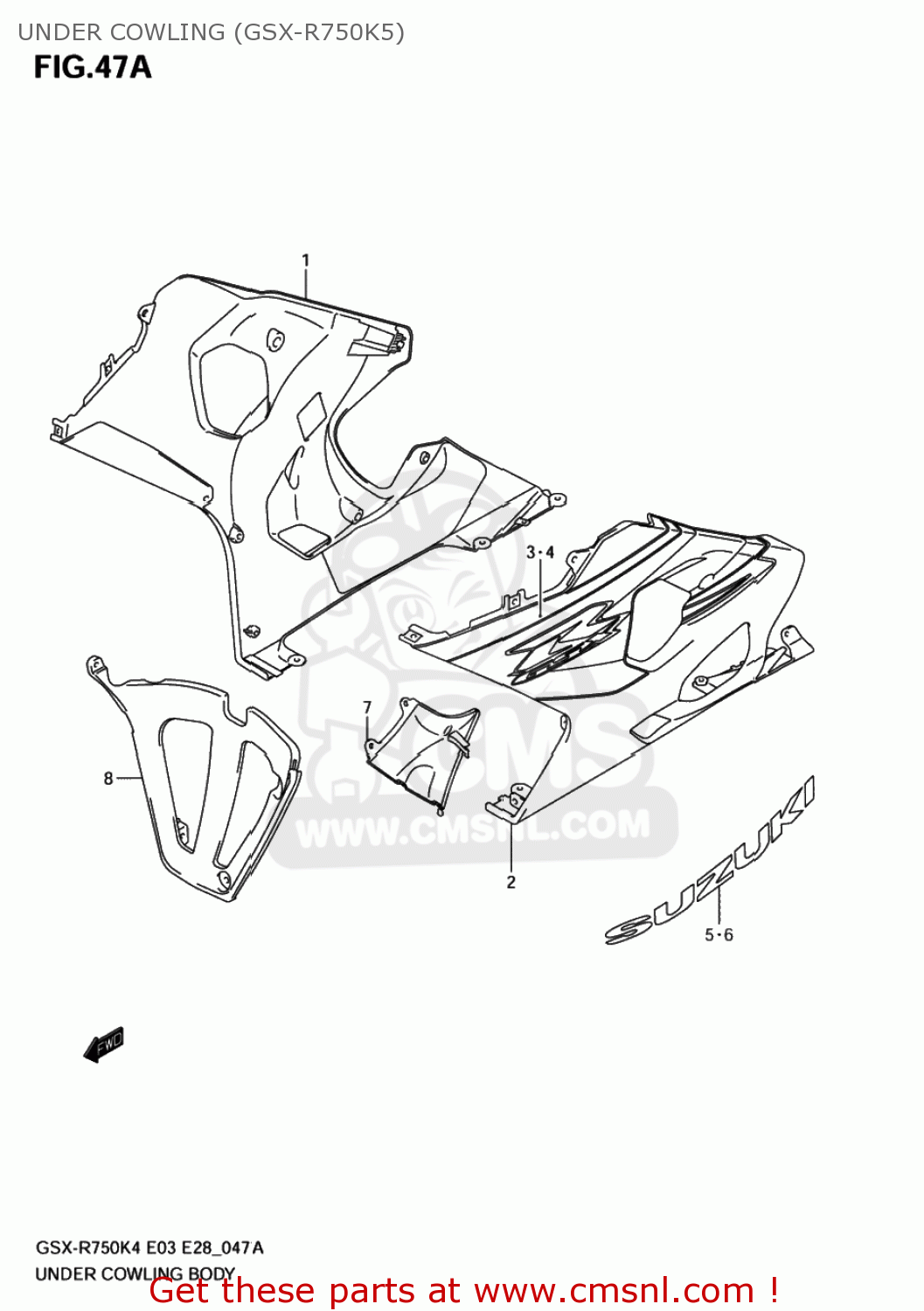 UNDER COWLING (GSX-R750K5) GSXR750X 2005 (K5) USA (E03)