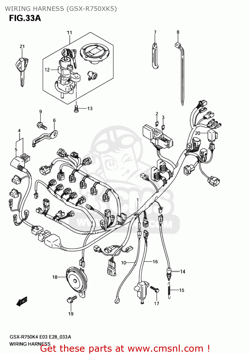 WIRING HARNESS (GSX-R750XK5) GSXR750X 2005 (K5) USA (E03)