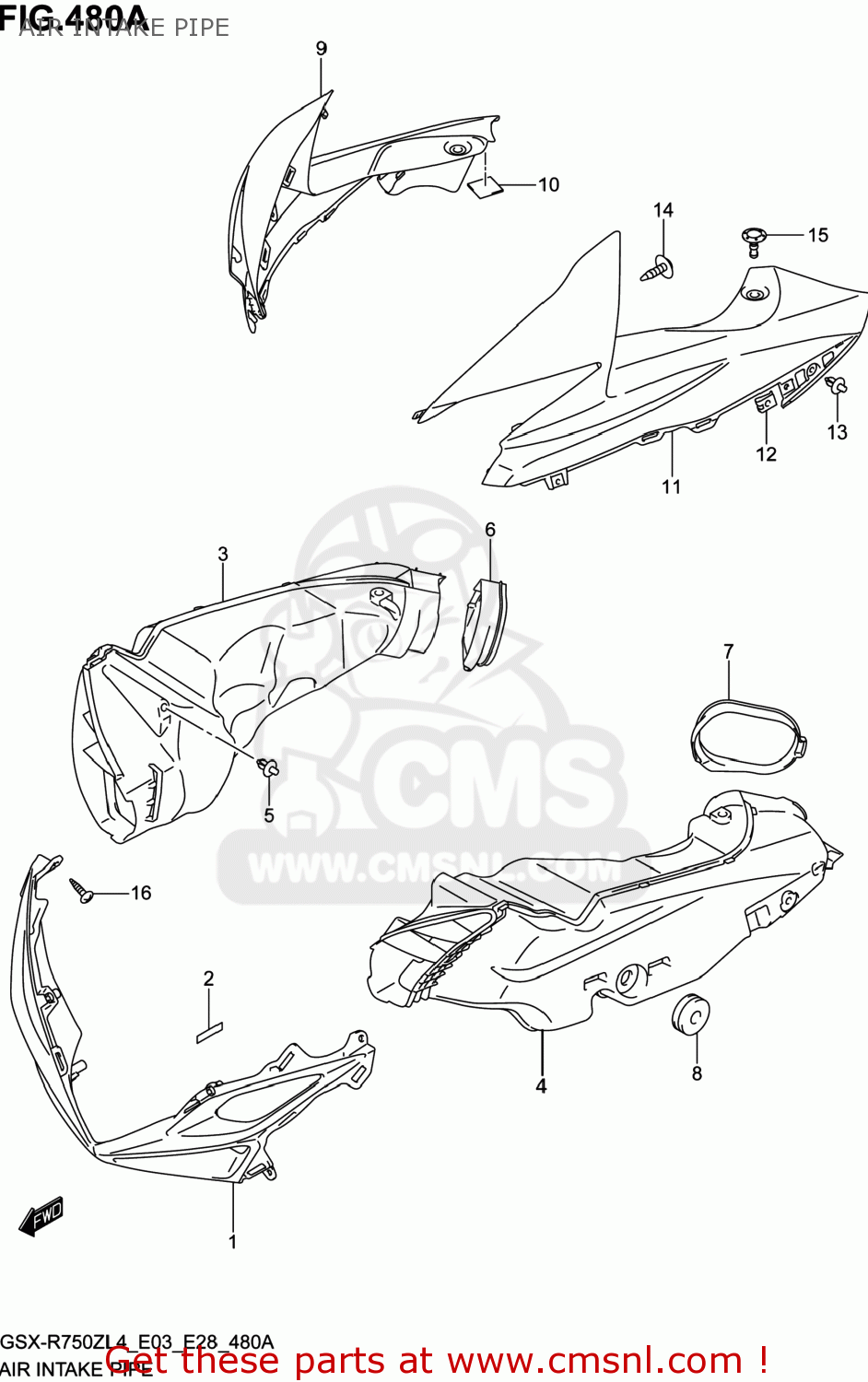 AIR INTAKE PIPE GSXR750Z 2014 (L4) USA (E03)