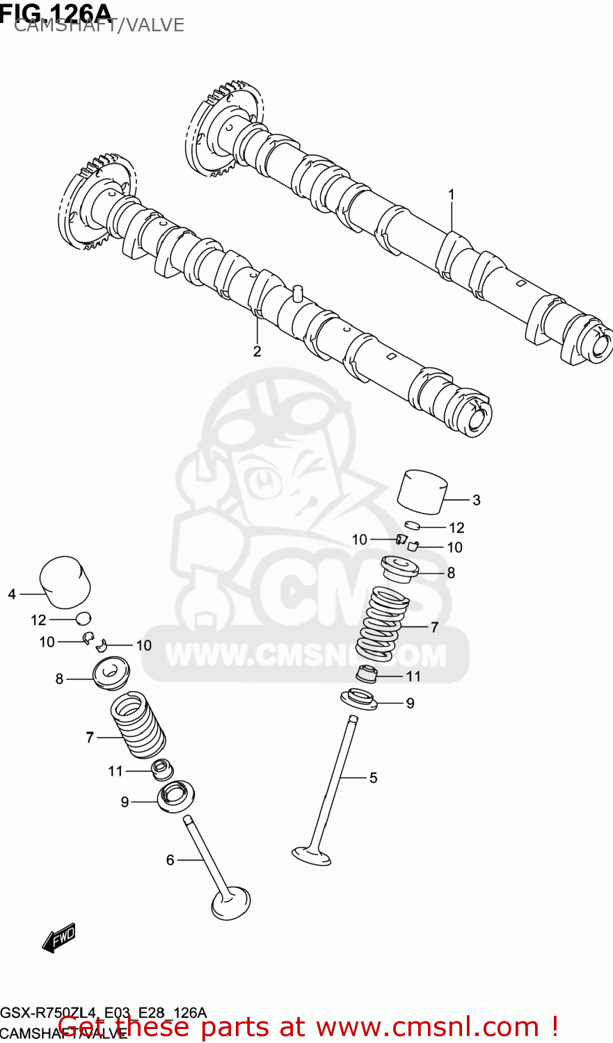 CAMSHAFT/VALVE GSXR750Z 2014 (L4) USA (E03)