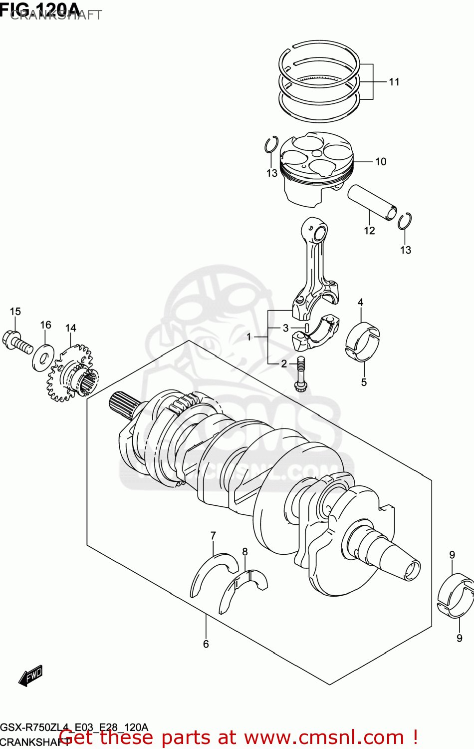 CRANKSHAFT GSXR750Z 2014 (L4) USA (E03)