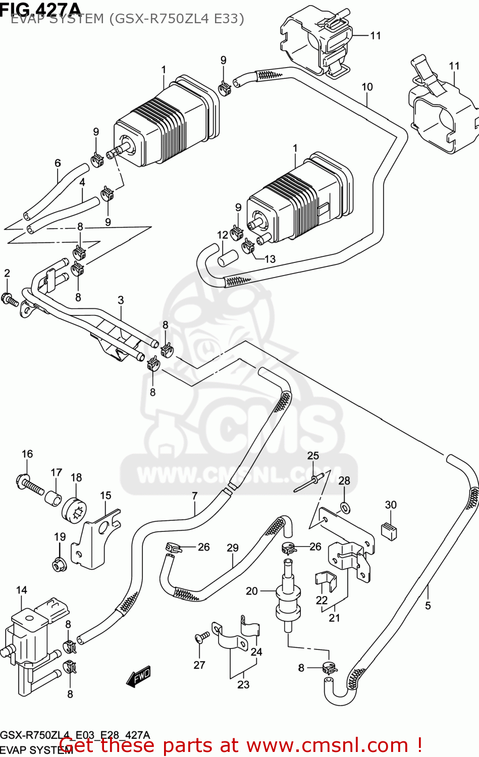 EVAP SYSTEM (GSX-R750ZL4 E33) GSXR750Z 2014 (L4) USA (E03)