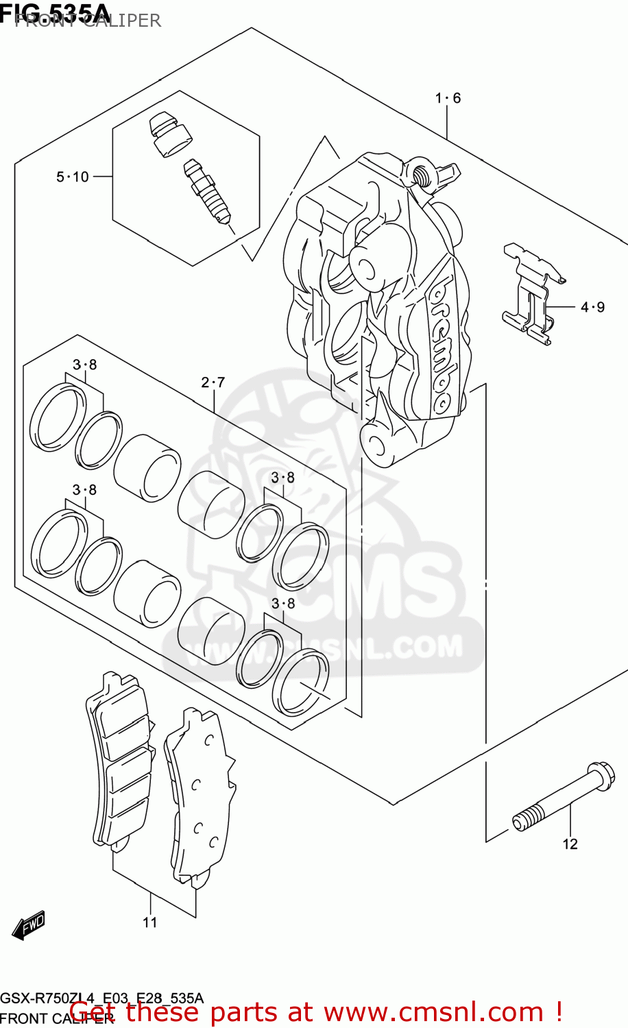 FRONT CALIPER GSXR750Z 2014 (L4) USA (E03)