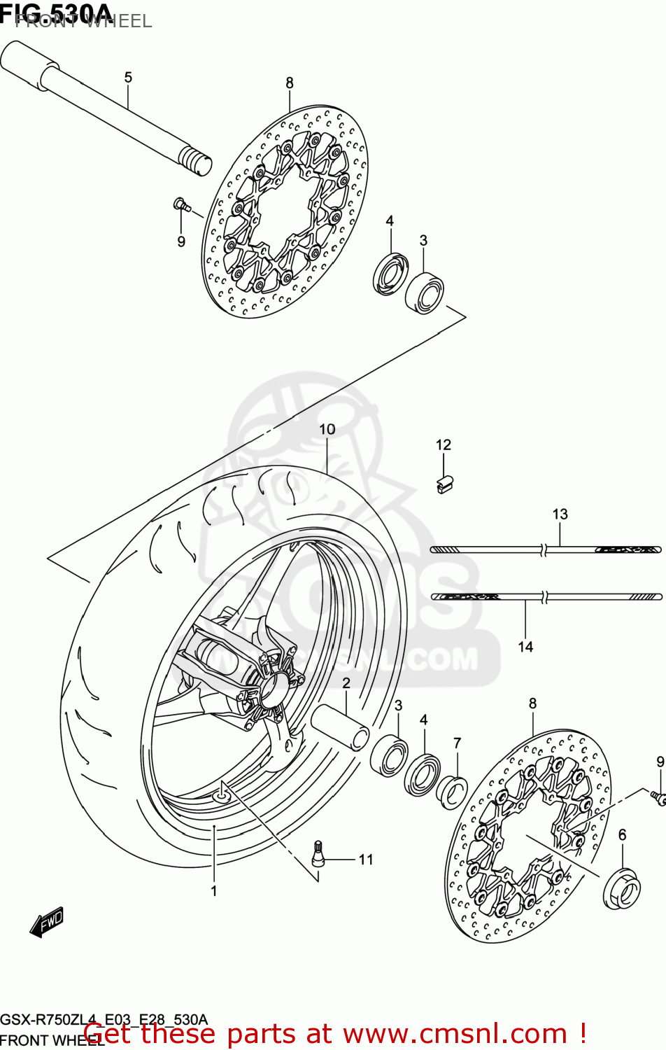 FRONT WHEEL GSXR750Z 2014 (L4) USA (E03)