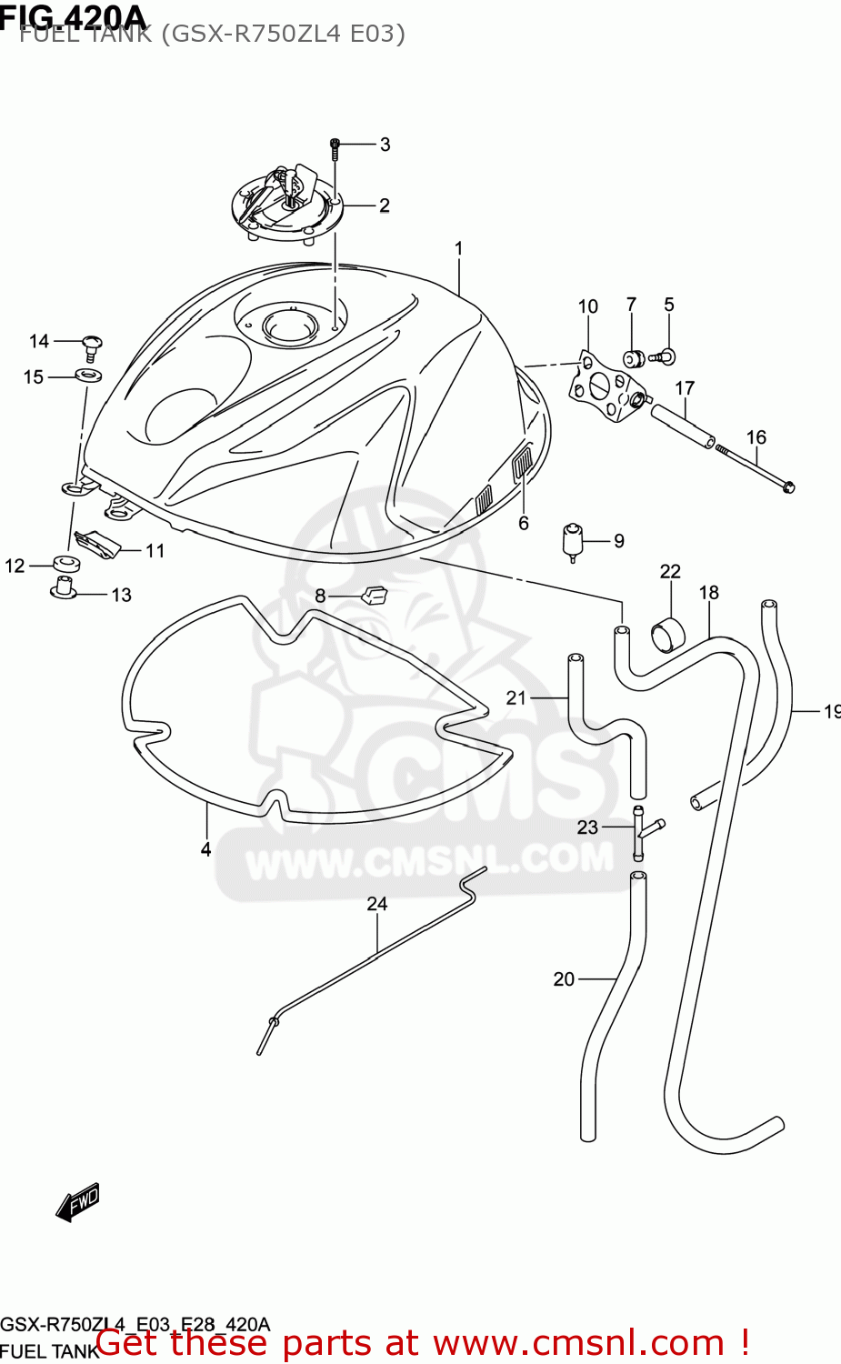 FUEL TANK (GSX-R750ZL4 E03) GSXR750Z 2014 (L4) USA (E03)