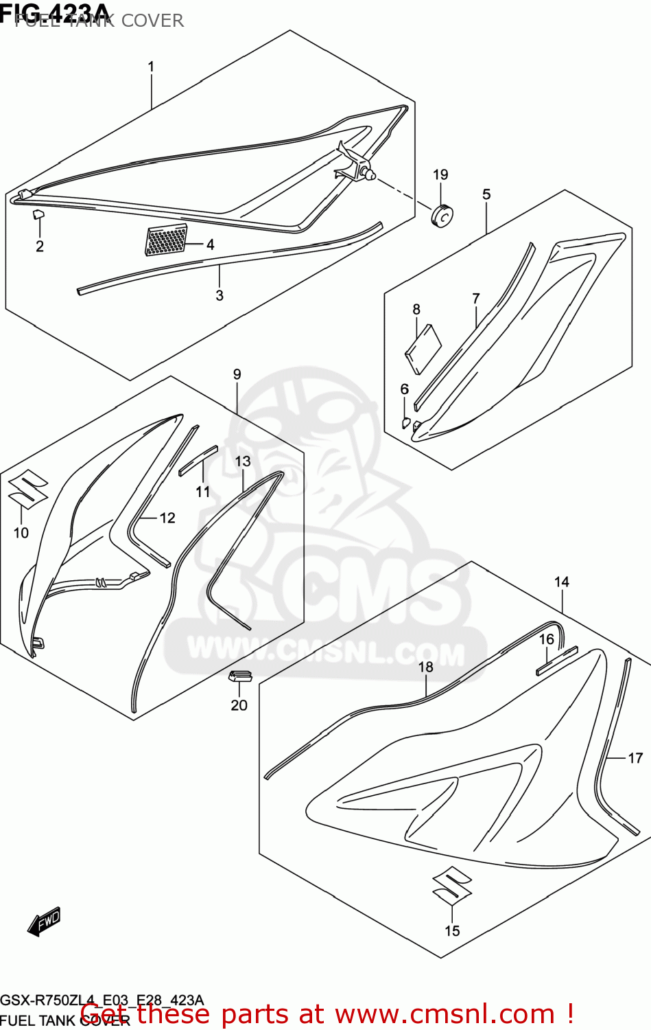 FUEL TANK COVER GSXR750Z 2014 (L4) USA (E03)