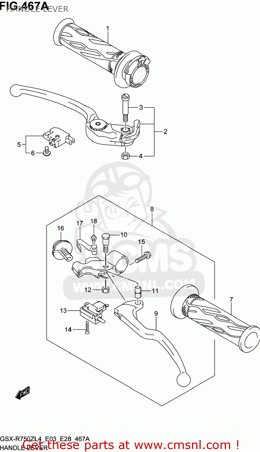 HANDLE LEVER GSXR750Z 2014 (L4) USA (E03)