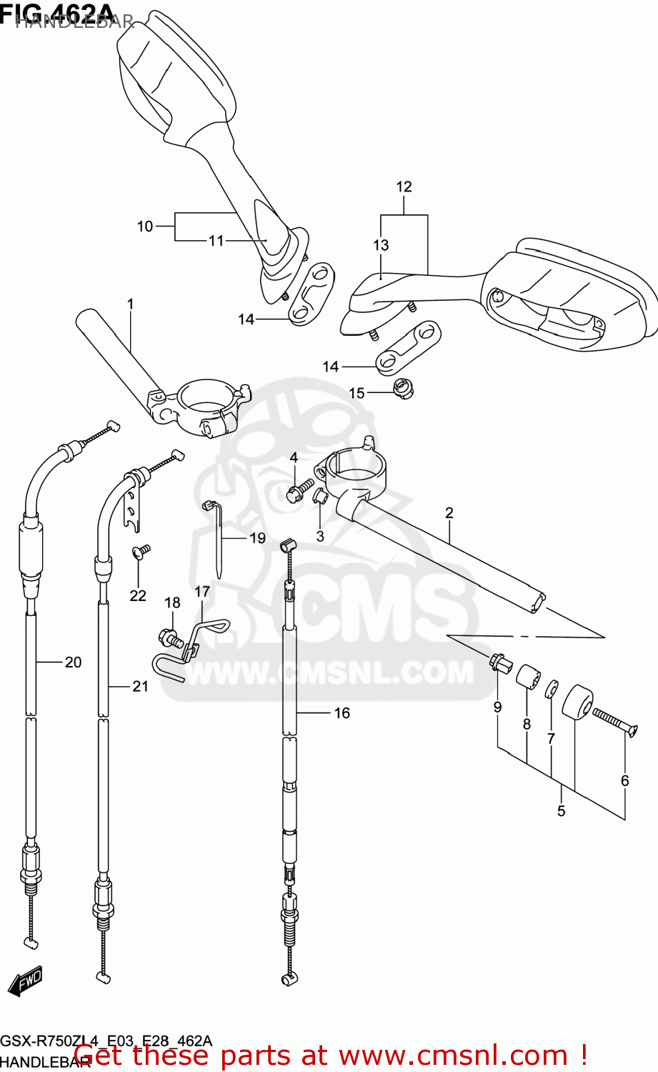 HANDLEBAR GSXR750Z 2014 (L4) USA (E03)