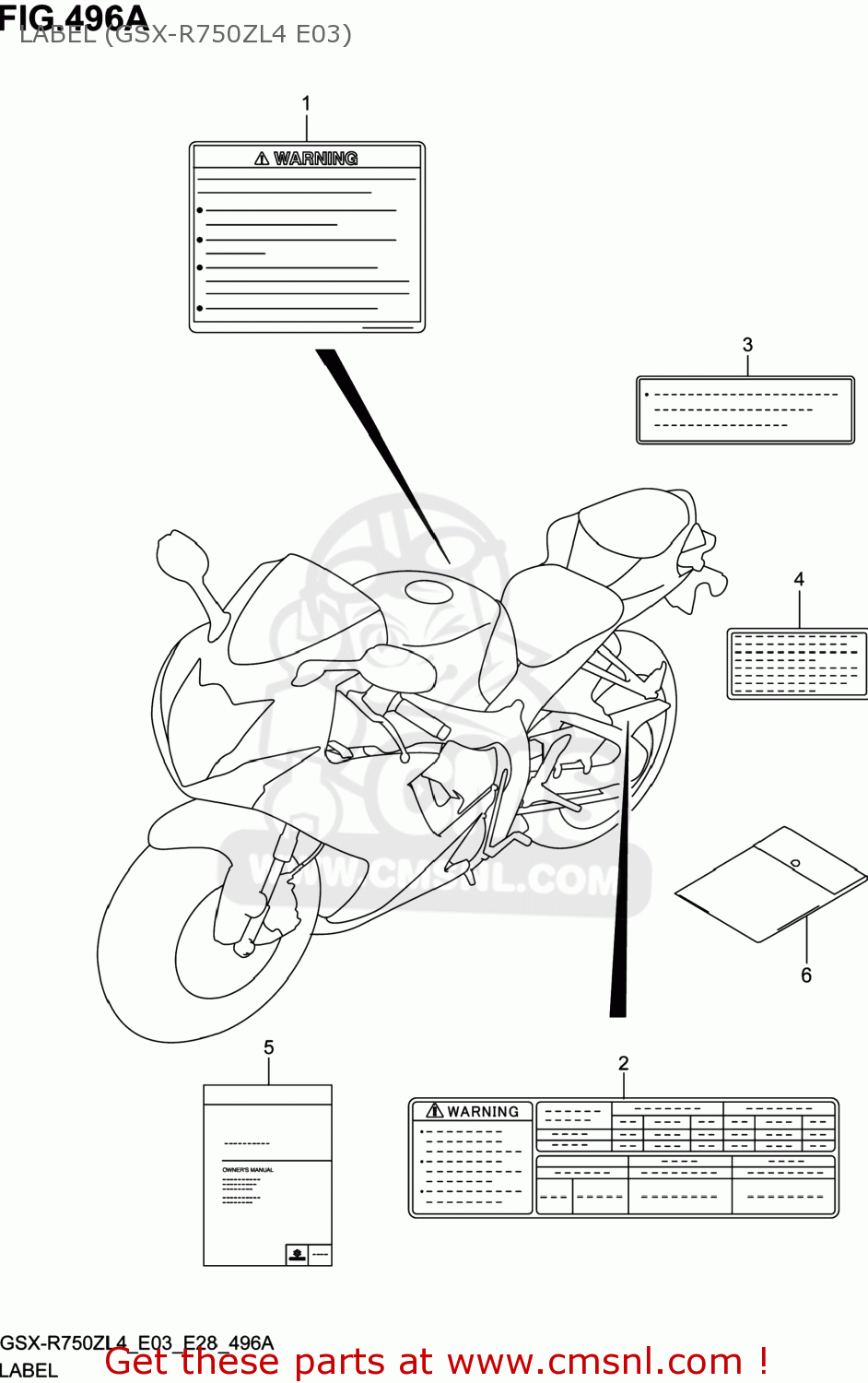 LABEL (GSX-R750ZL4 E03) GSXR750Z 2014 (L4) USA (E03)