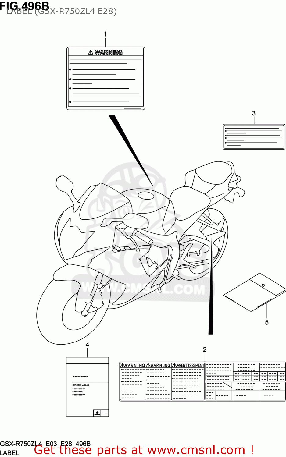 LABEL (GSX-R750ZL4 E28) GSXR750Z 2014 (L4) USA (E03)