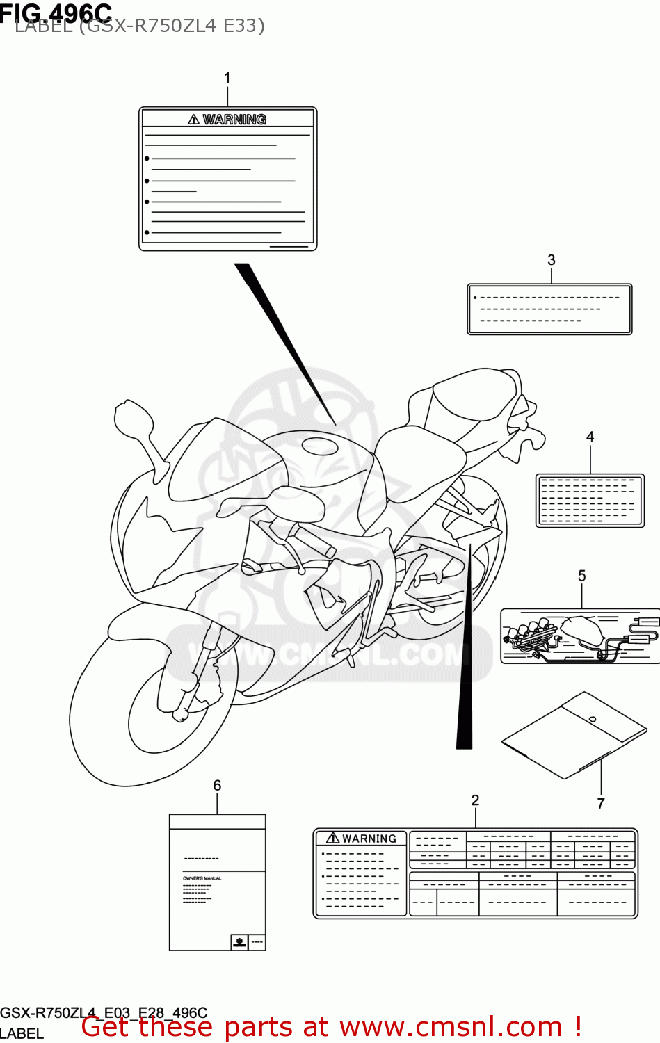LABEL (GSX-R750ZL4 E33) GSXR750Z 2014 (L4) USA (E03)