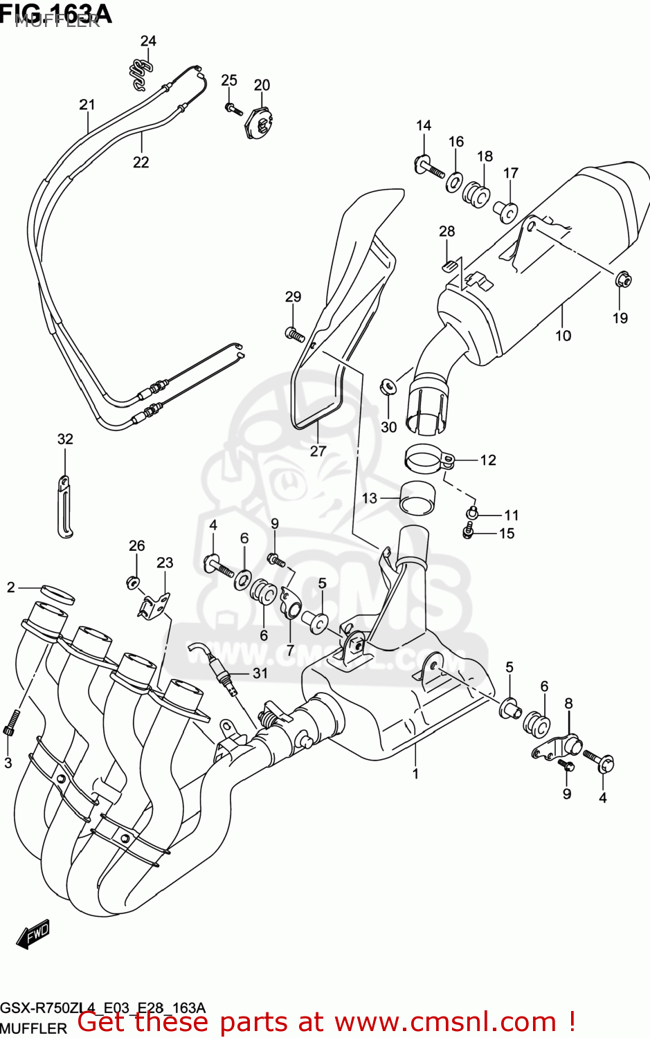 MUFFLER GSXR750Z 2014 (L4) USA (E03)