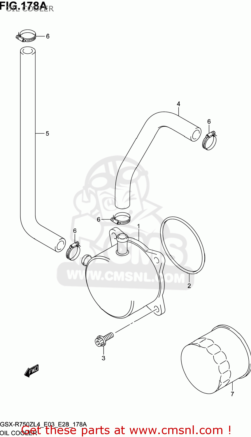 OIL COOLER GSXR750Z 2014 (L4) USA (E03)