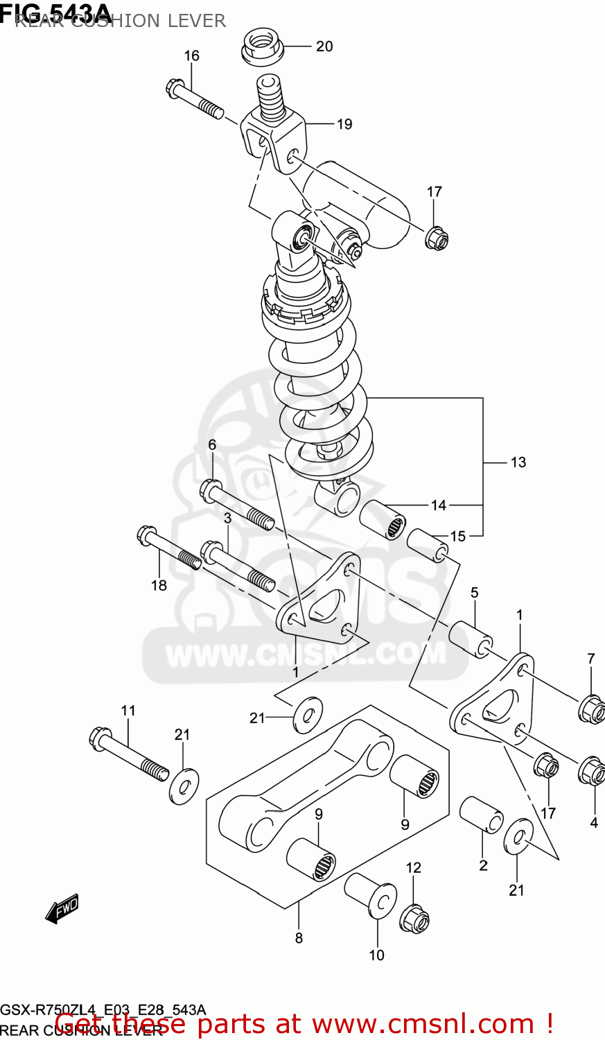 REAR CUSHION LEVER GSXR750Z 2014 (L4) USA (E03)