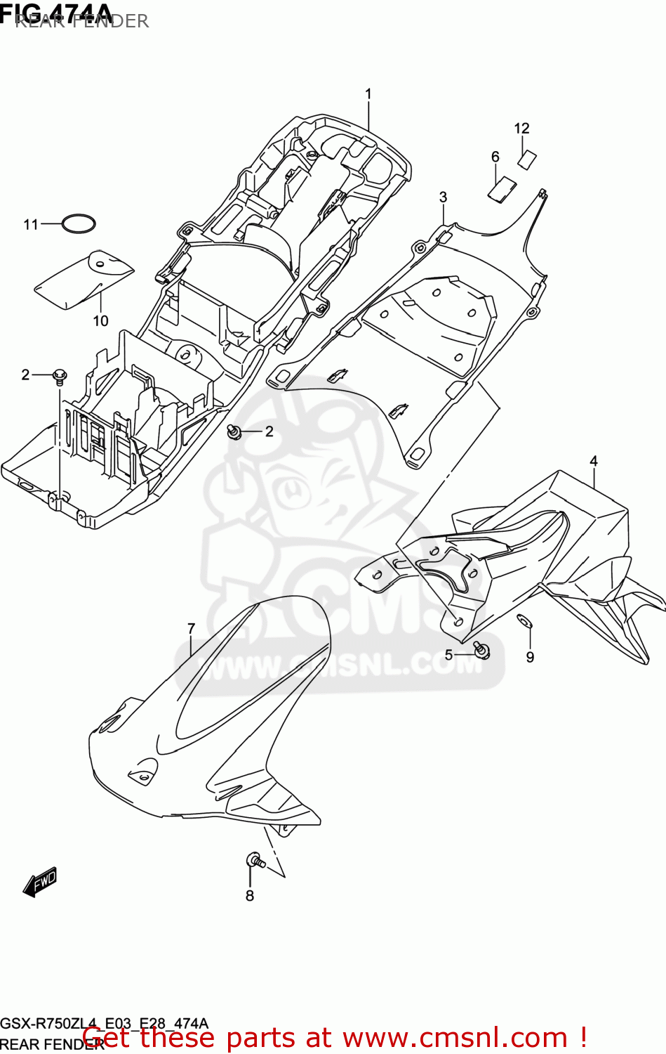 REAR FENDER GSXR750Z 2014 (L4) USA (E03)