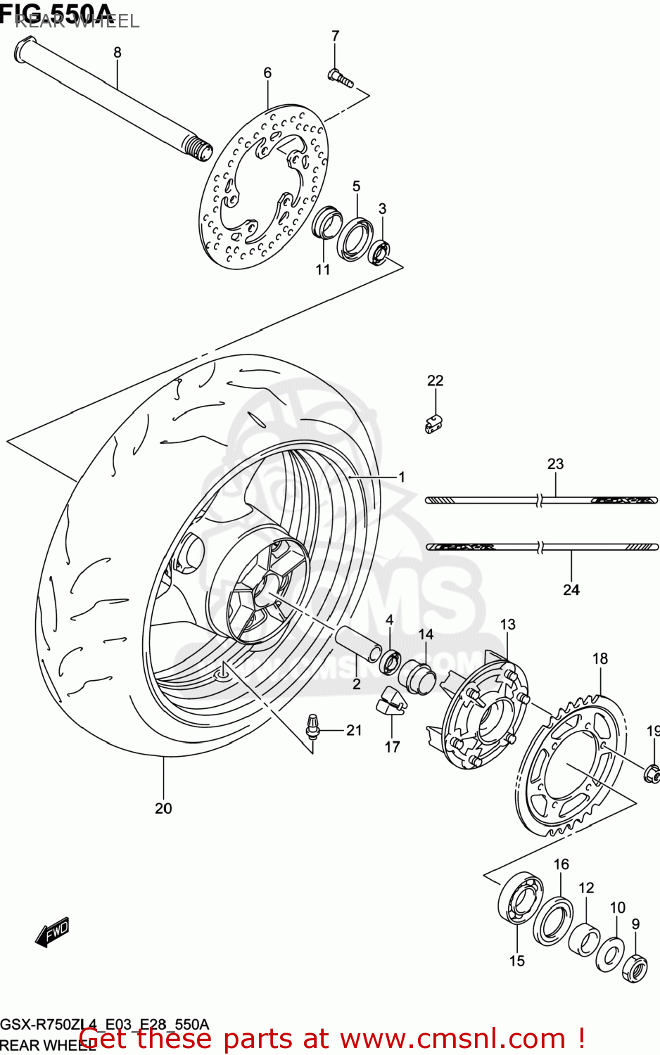 REAR WHEEL GSXR750Z 2014 (L4) USA (E03)