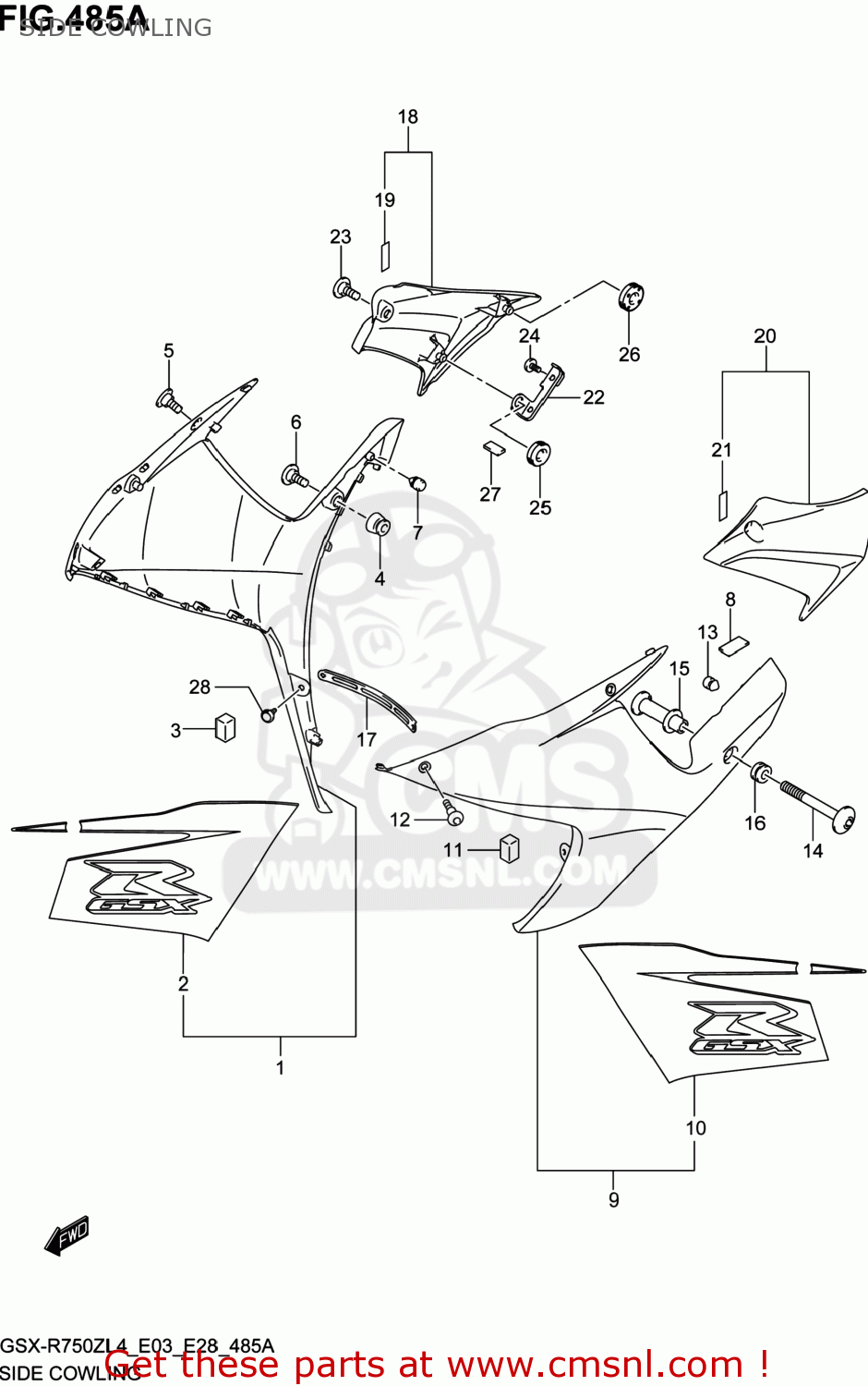 SIDE COWLING GSXR750Z 2014 (L4) USA (E03)