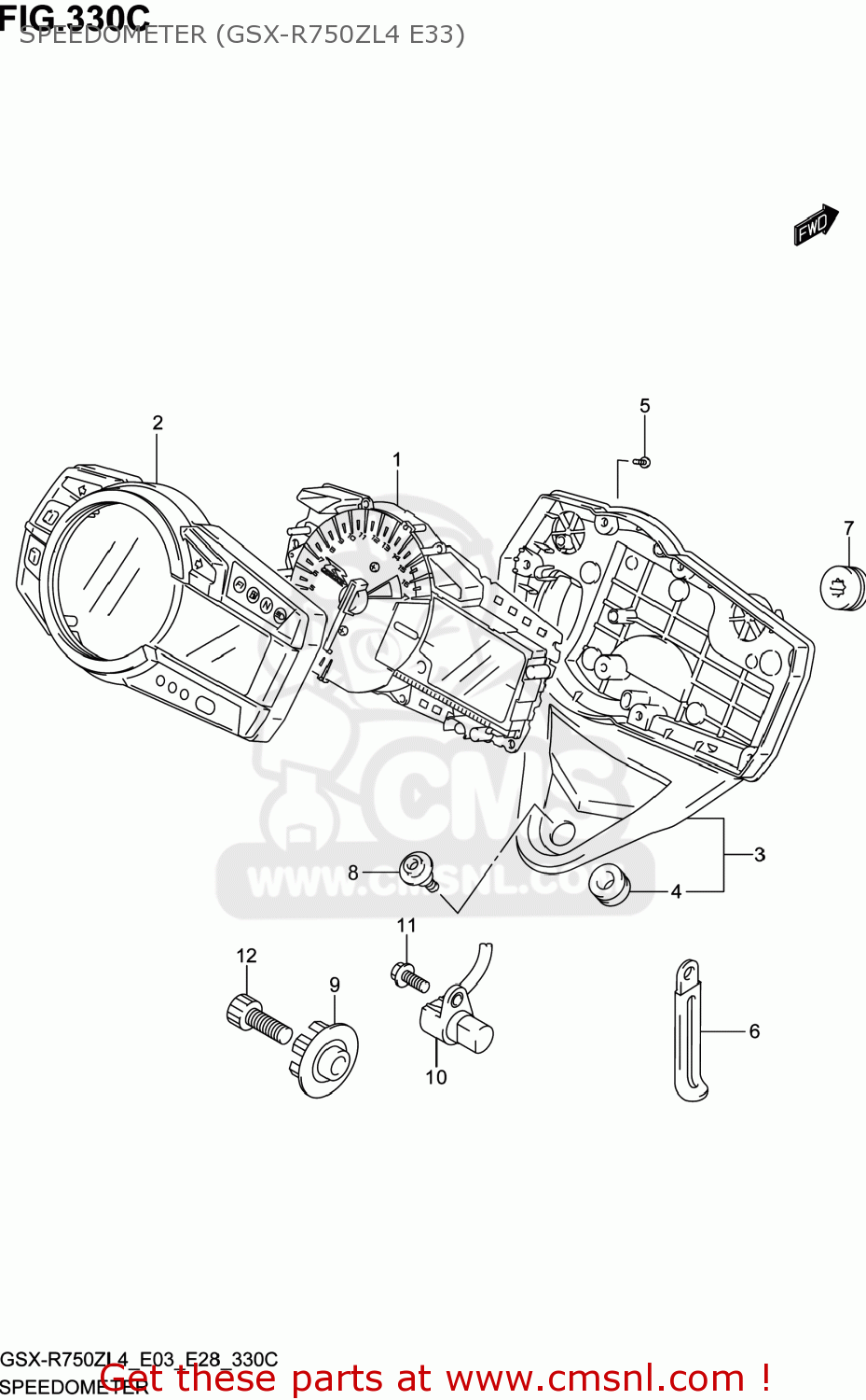 SPEEDOMETER (GSX-R750ZL4 E33) GSXR750Z 2014 (L4) USA (E03)