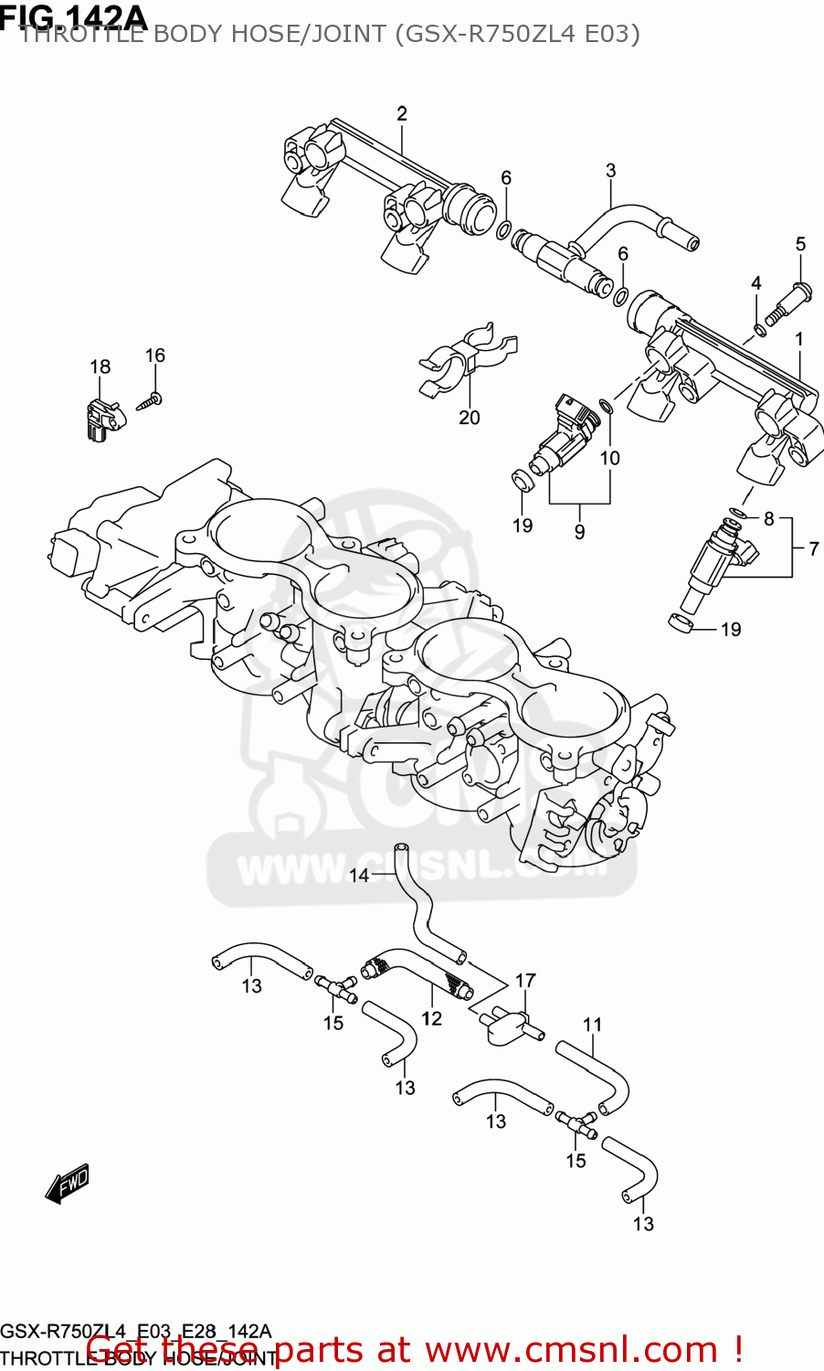 THROTTLE BODY HOSE/JOINT (GSX-R750ZL4 E03) GSXR750Z 2014 (L4) USA (E03)