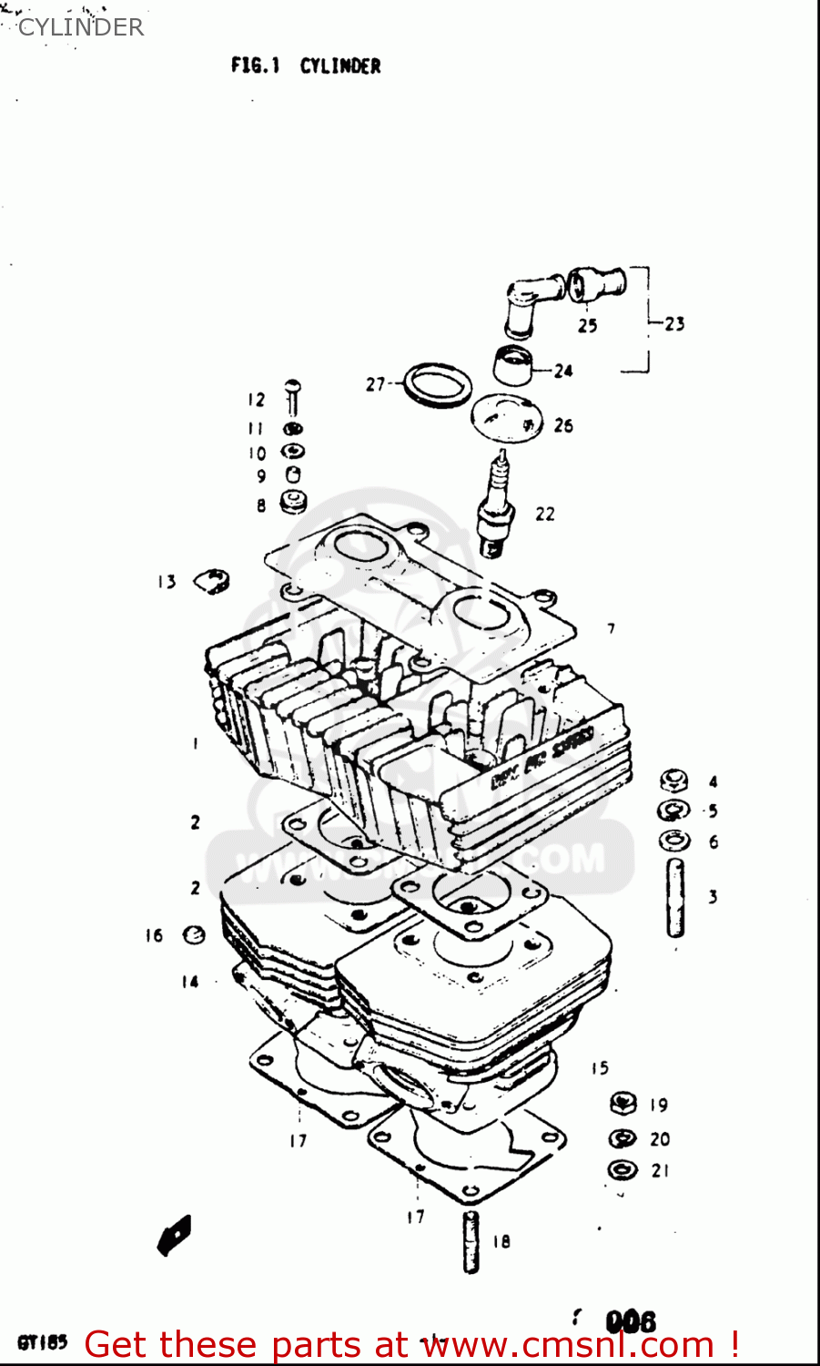 CYLINDER GT185 1973 1974 1975 1976 1977 (K) (L) (M) (A) (B) USA (E03)