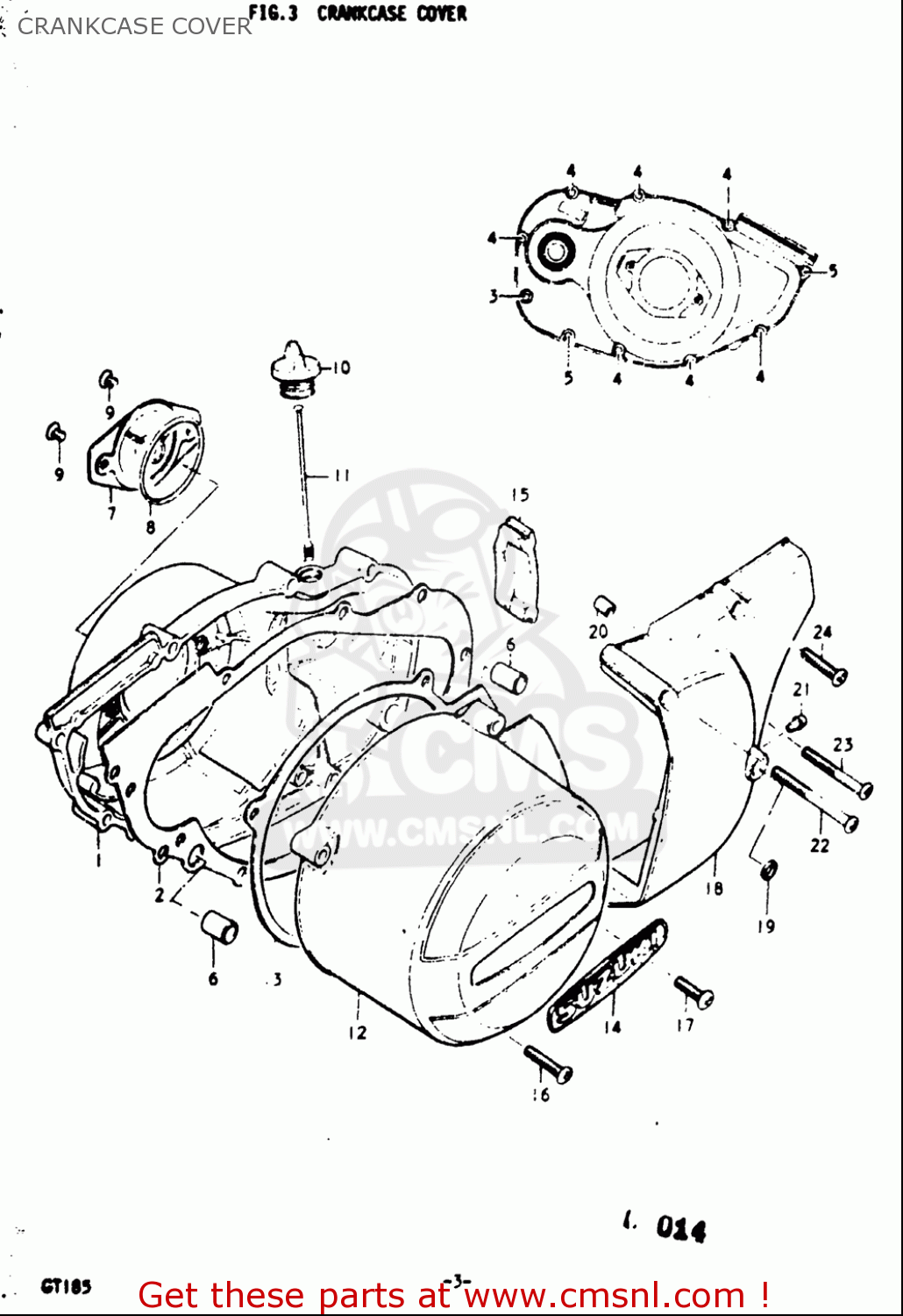 CRANKCASE COVER GT185 1973 1974 1975 1976 1977 (K) (L) (M) (A) (B) USA (E03)
