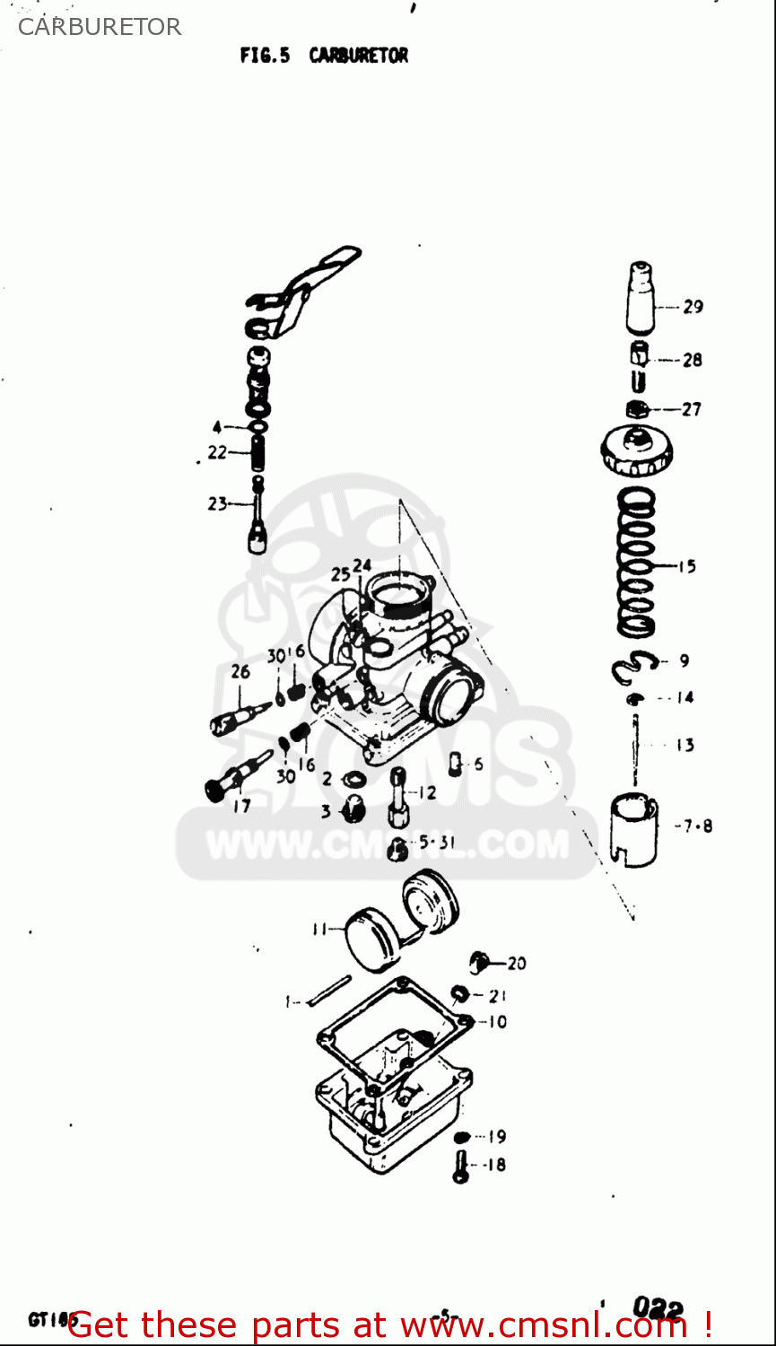 CARBURETOR GT185 1973 1974 1975 1976 1977 (K) (L) (M) (A) (B) USA (E03)