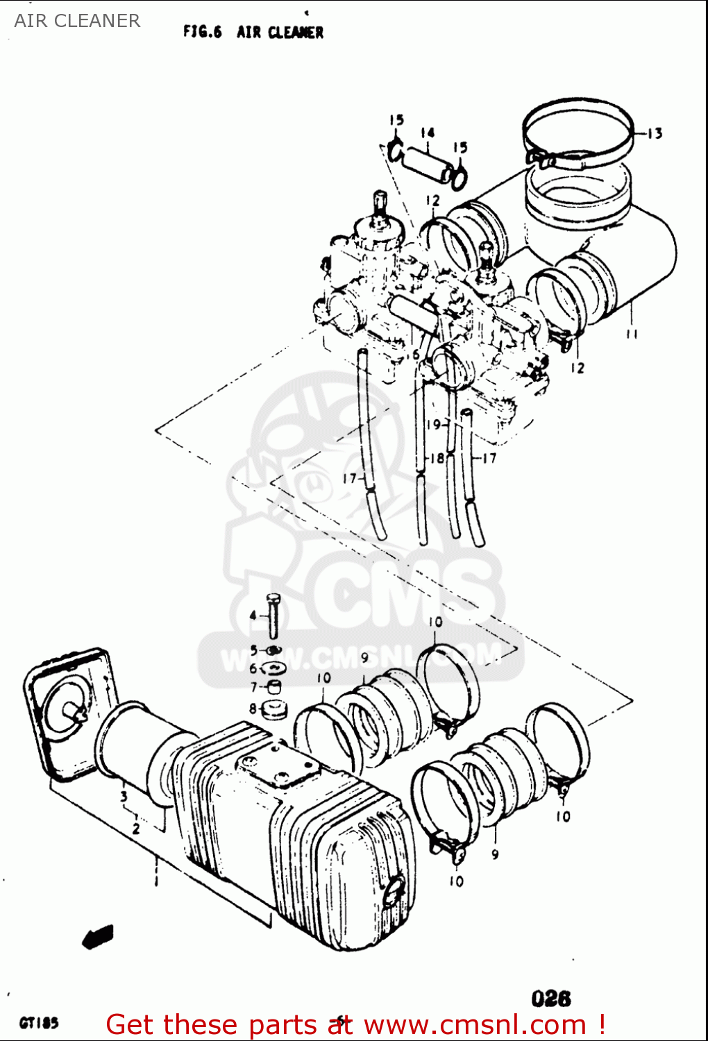 AIR CLEANER GT185 1973 1974 1975 1976 1977 (K) (L) (M) (A) (B) USA (E03)
