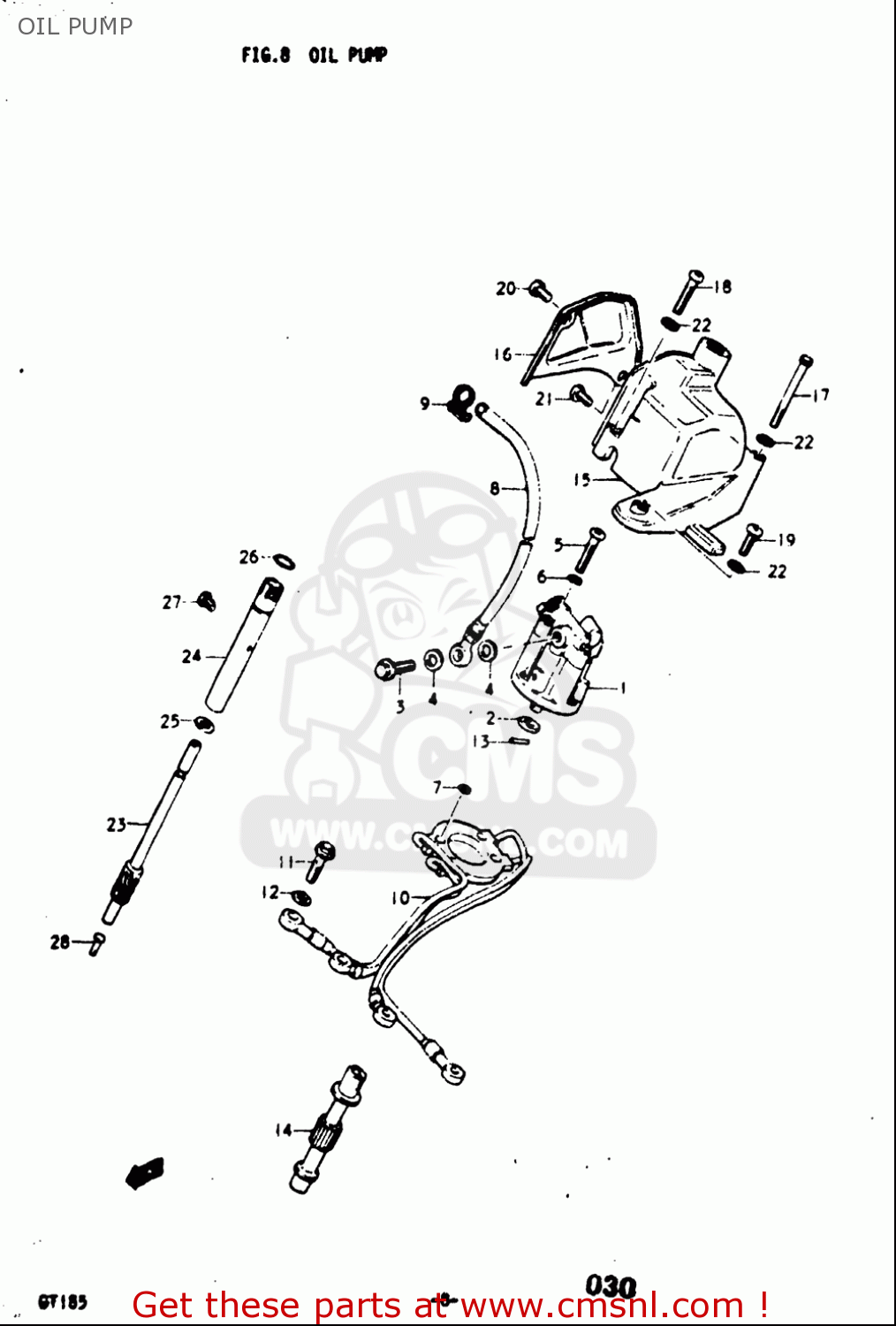 OIL PUMP GT185 1973 1974 1975 1976 1977 (K) (L) (M) (A) (B) USA (E03)