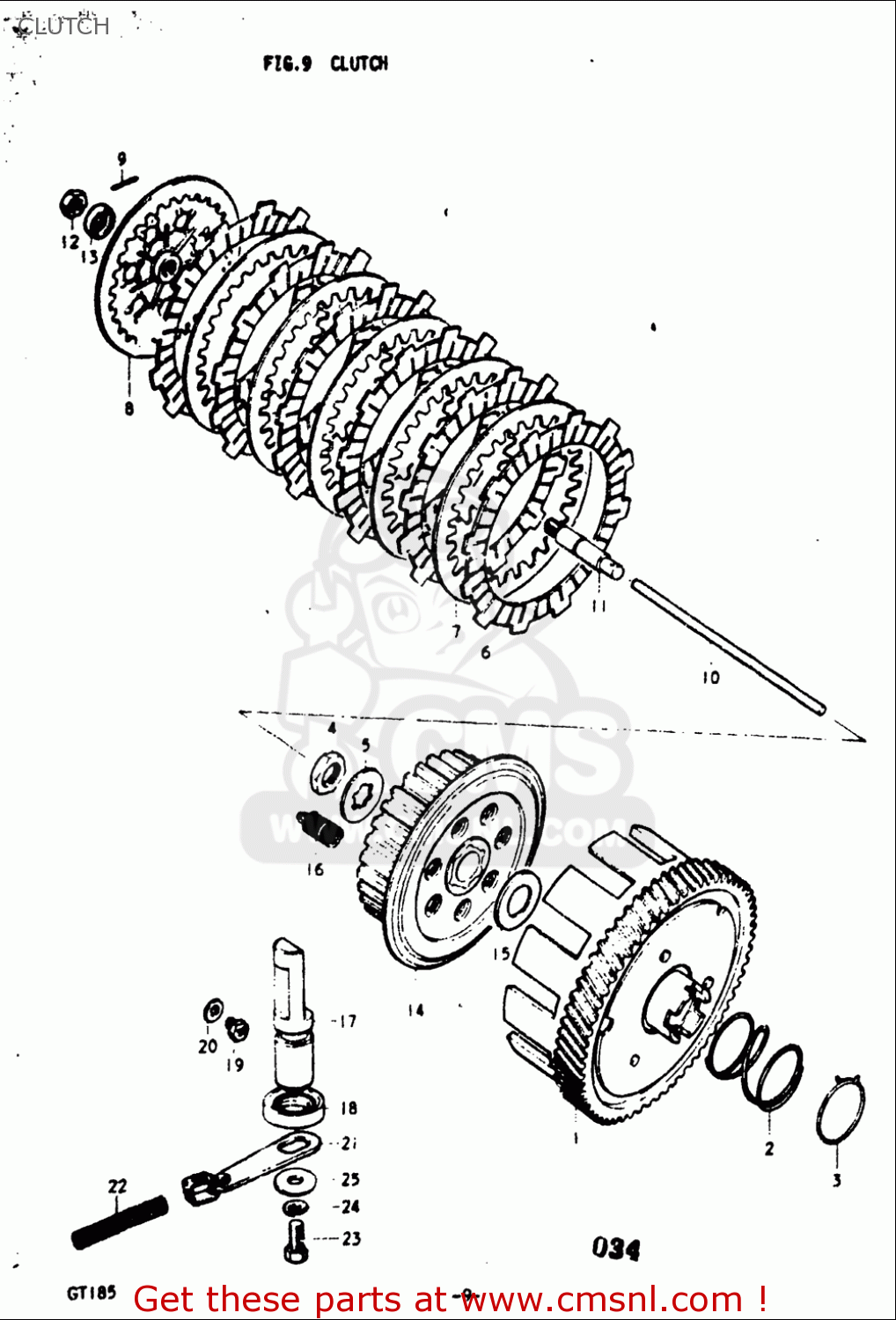 CLUTCH GT185 1973 1974 1975 1976 1977 (K) (L) (M) (A) (B) USA (E03)
