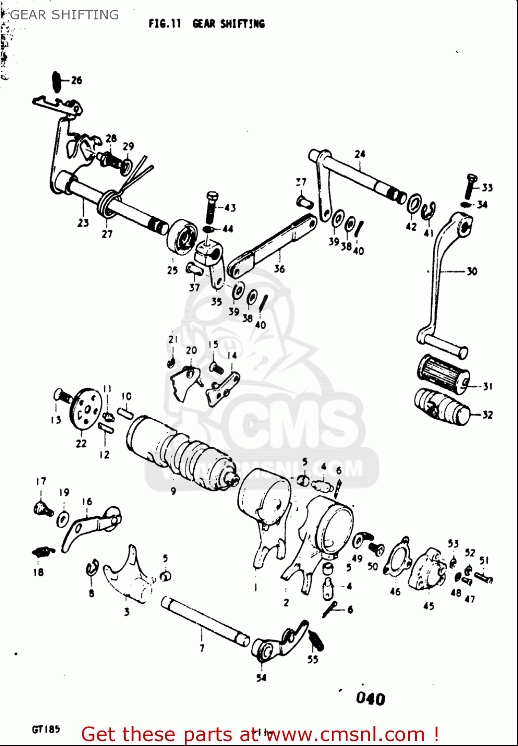 GEAR SHIFTING GT185 1973 1974 1975 1976 1977 (K) (L) (M) (A) (B) USA (E03)