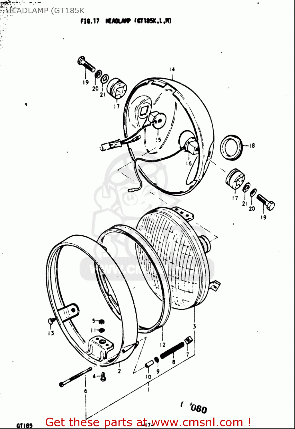 HEADLAMP (GT185K GT185 1973 1974 1975 1976 1977 (K) (L) (M) (A) (B) USA (E03)