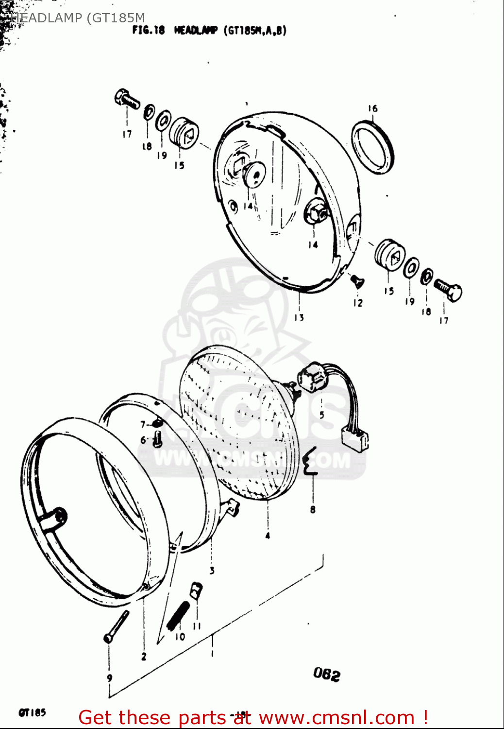HEADLAMP (GT185M GT185 1973 1974 1975 1976 1977 (K) (L) (M) (A) (B) USA (E03)