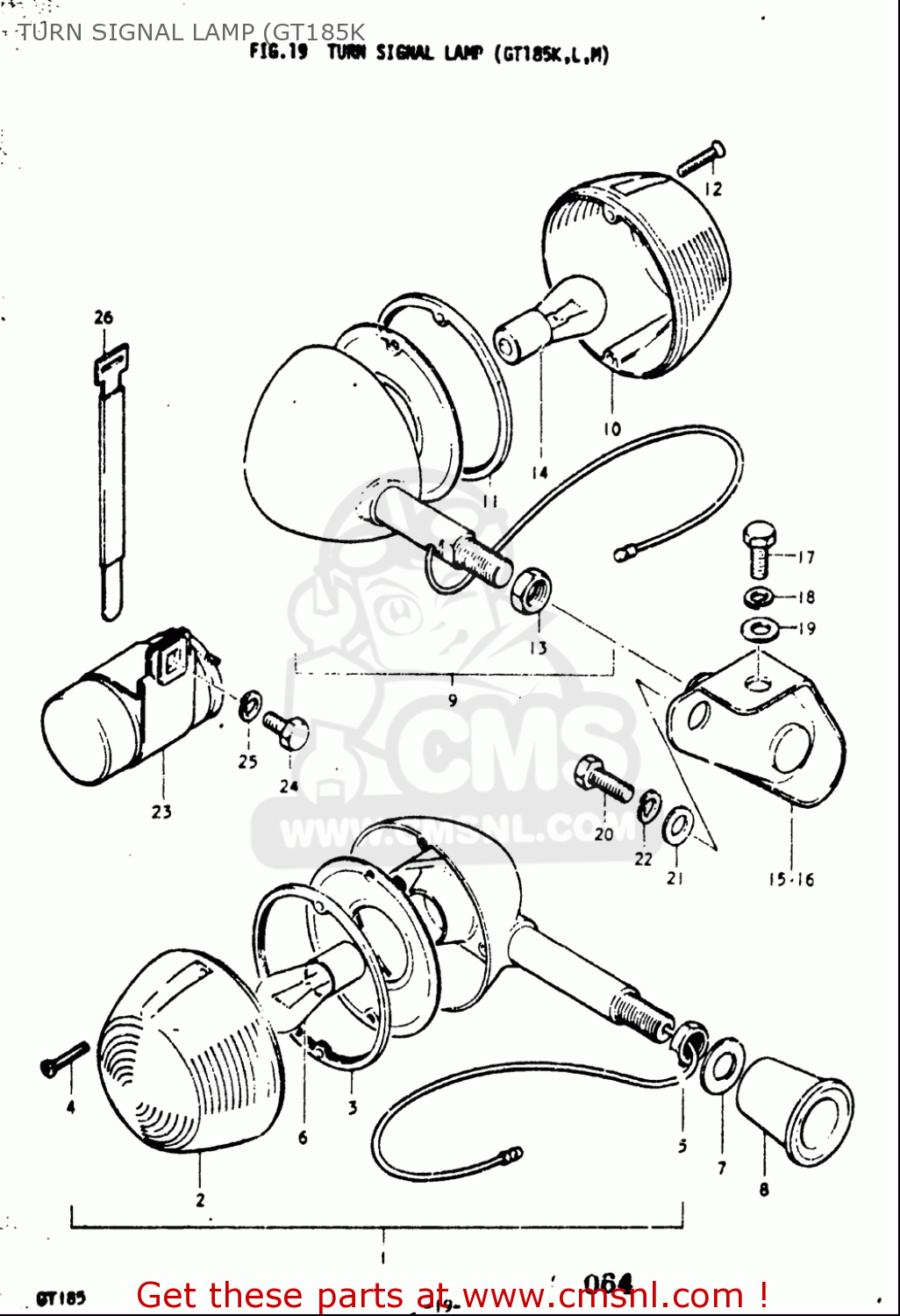 TURN SIGNAL LAMP (GT185K GT185 1973 1974 1975 1976 1977 (K) (L) (M) (A) (B) USA (E03)