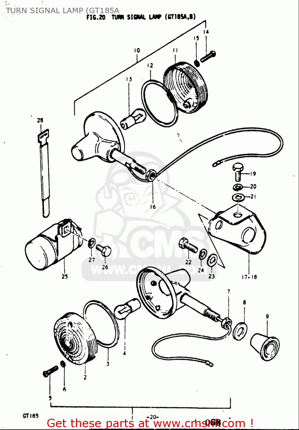 TURN SIGNAL LAMP (GT185A GT185 1973 1974 1975 1976 1977 (K) (L) (M) (A) (B) USA (E03)