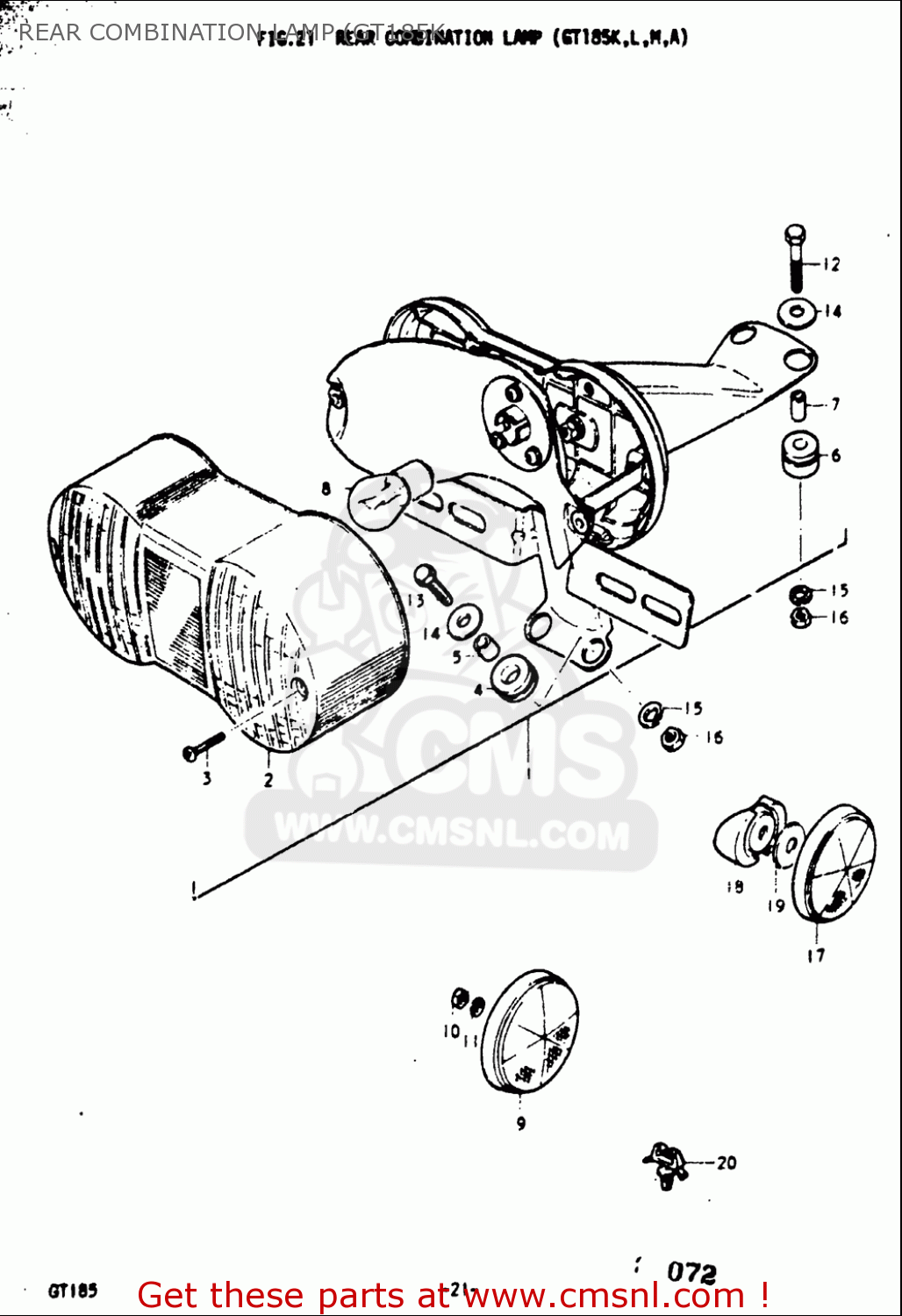 REAR COMBINATION LAMP (GT185K GT185 1973 1974 1975 1976 1977 (K) (L) (M) (A) (B) USA (E03)