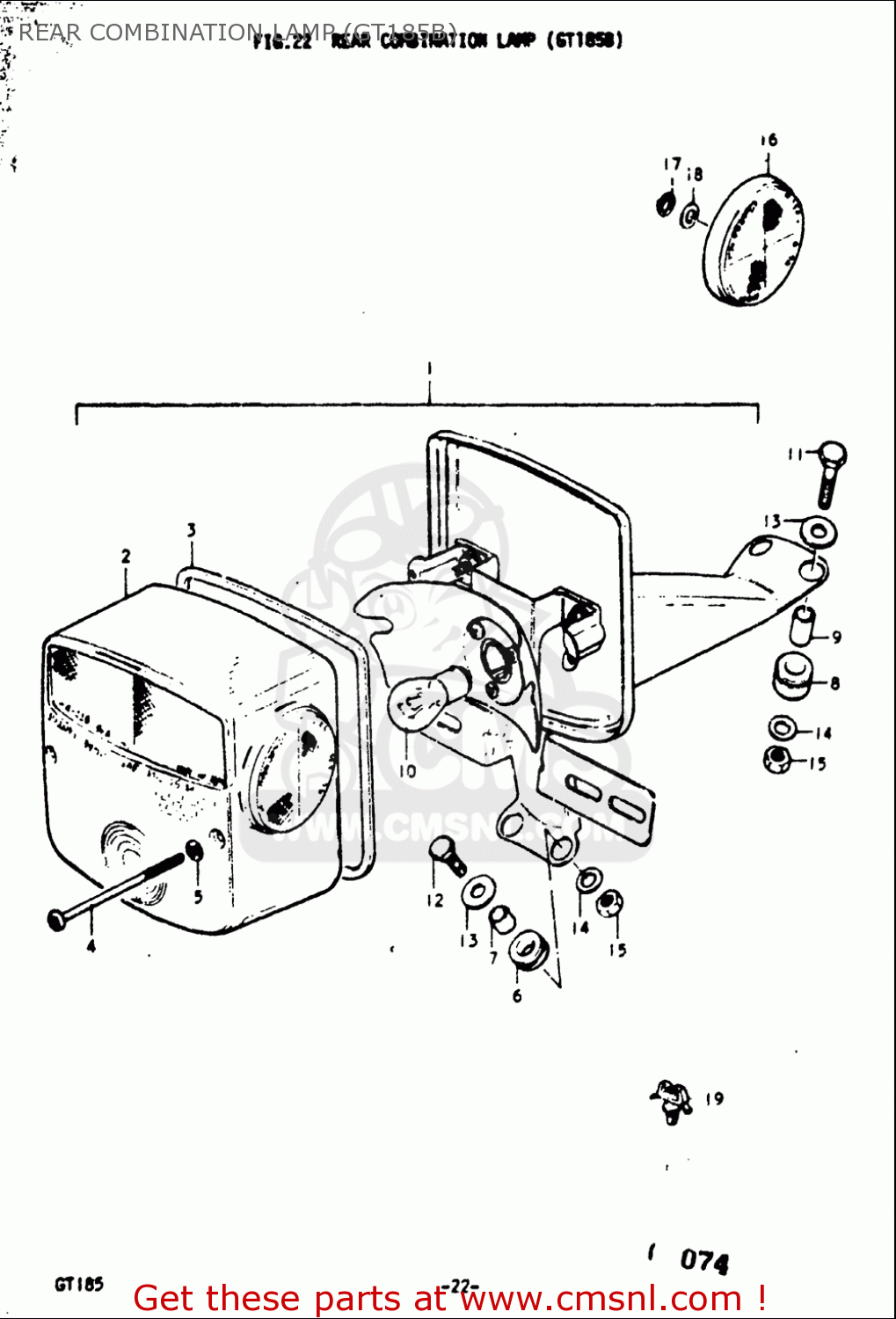 REAR COMBINATION LAMP (GT185B) GT185 1973 1974 1975 1976 1977 (K) (L) (M) (A) (B) USA (E03)