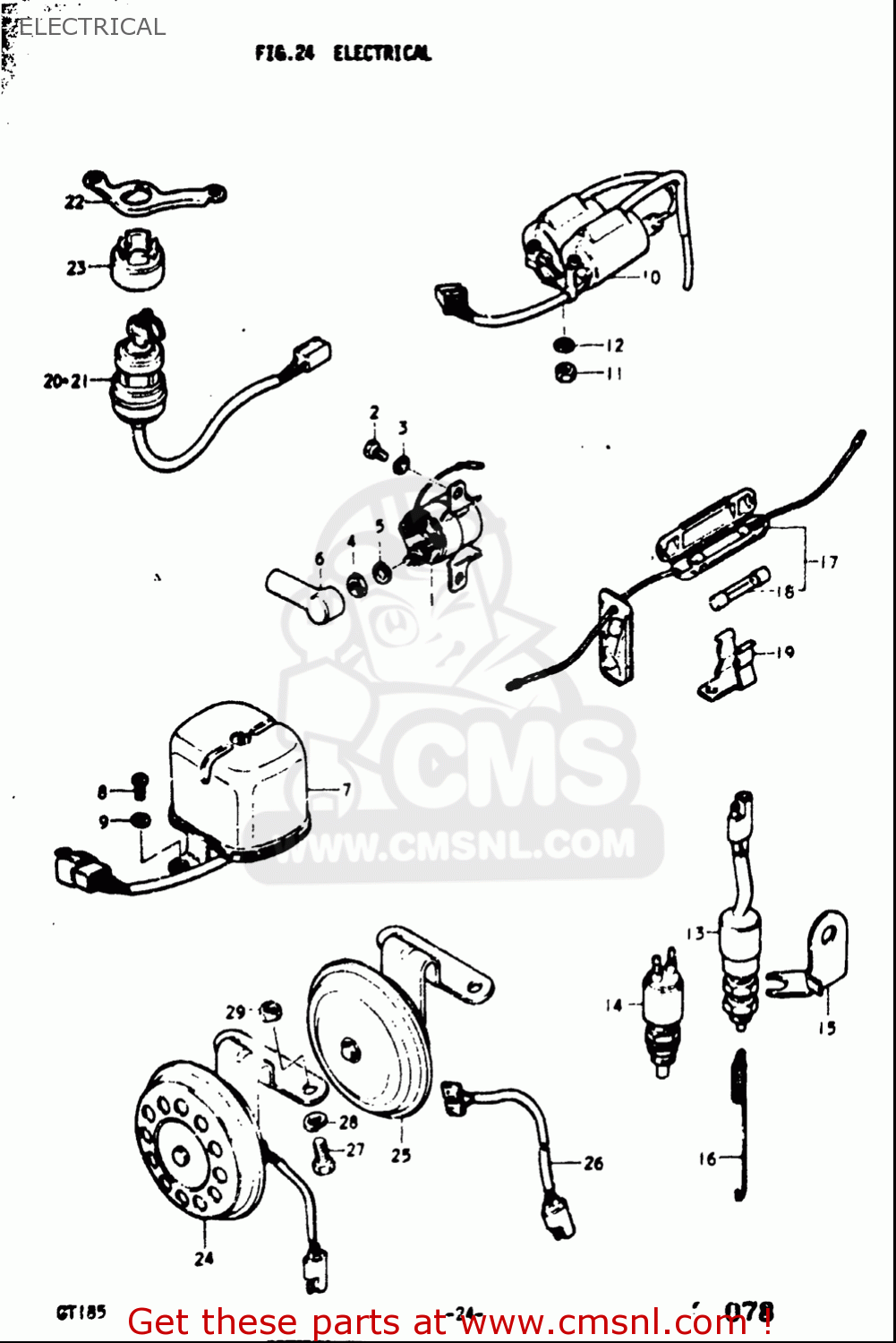 ELECTRICAL GT185 1973 1974 1975 1976 1977 (K) (L) (M) (A) (B) USA (E03)