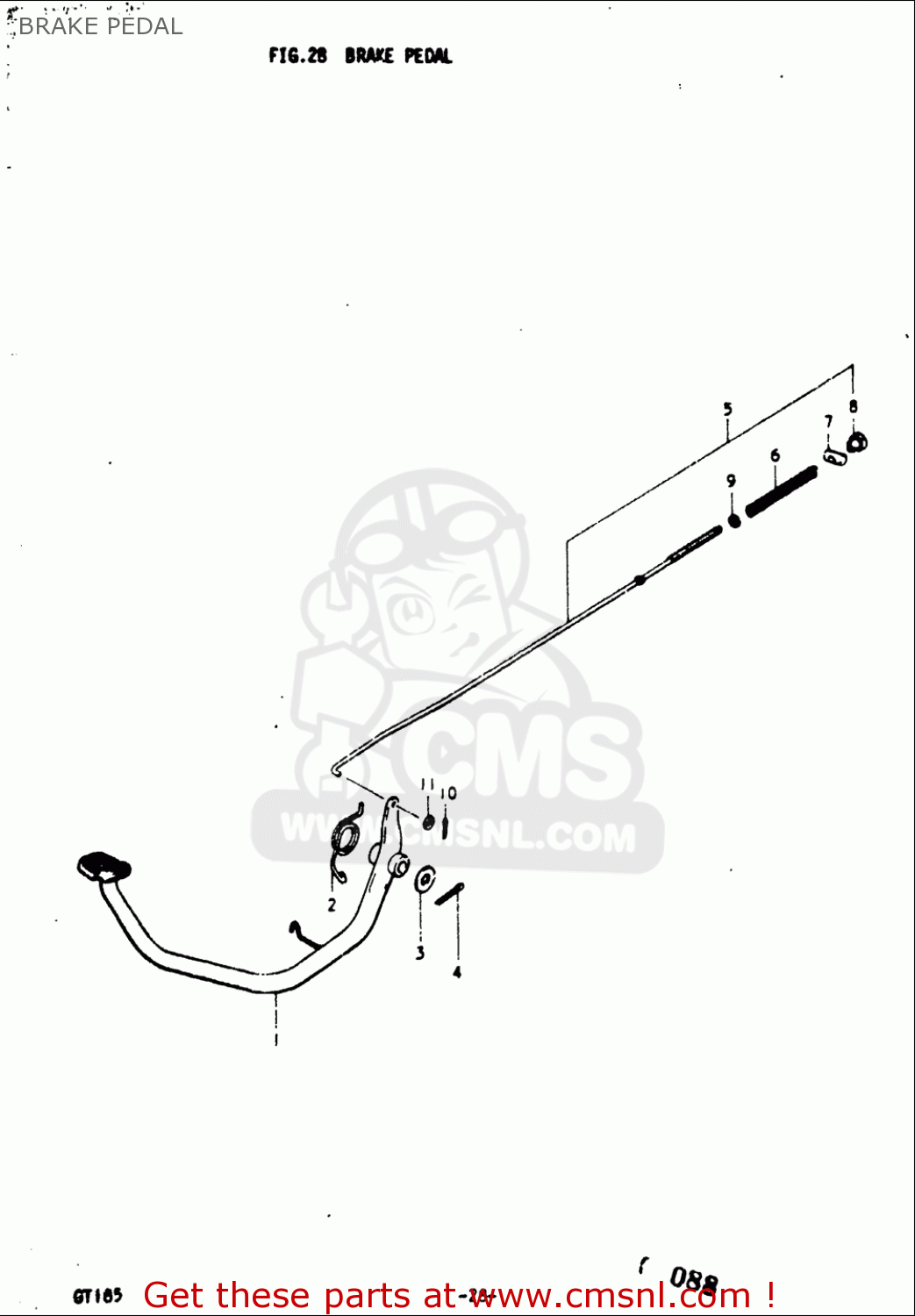 BRAKE PEDAL GT185 1973 1974 1975 1976 1977 (K) (L) (M) (A) (B) USA (E03)