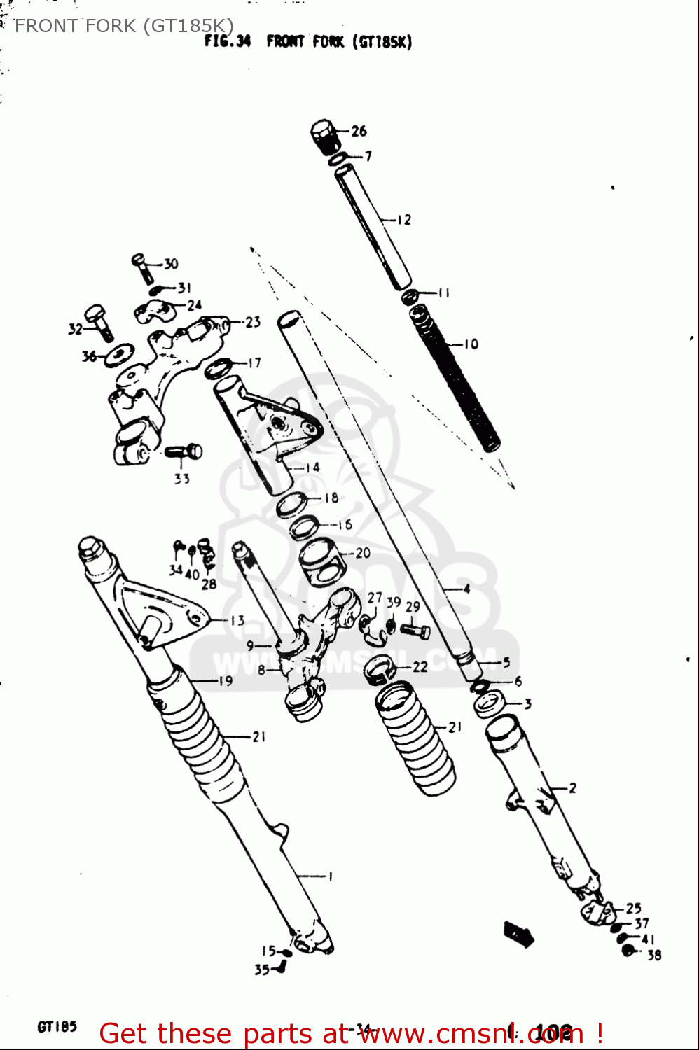 FRONT FORK (GT185K) GT185 1973 1974 1975 1976 1977 (K) (L) (M) (A) (B) USA (E03)