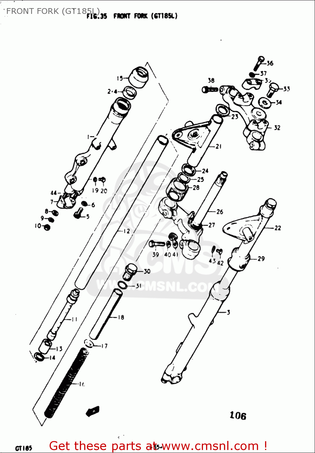 FRONT FORK (GT185L) GT185 1973 1974 1975 1976 1977 (K) (L) (M) (A) (B) USA (E03)