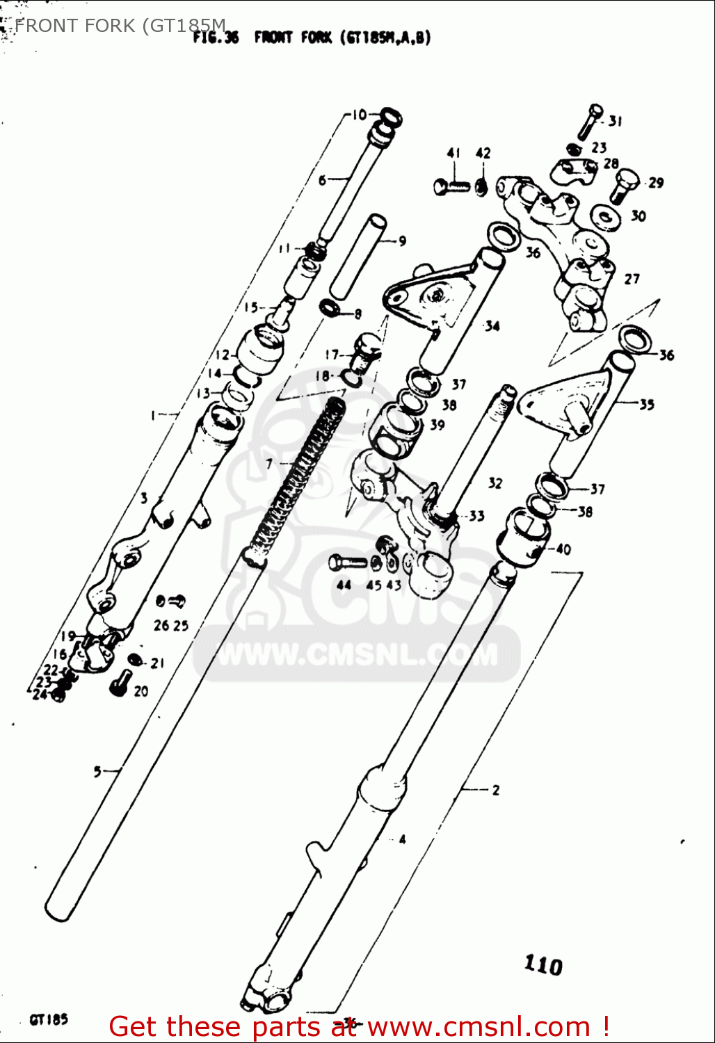 FRONT FORK (GT185M GT185 1973 1974 1975 1976 1977 (K) (L) (M) (A) (B) USA (E03)