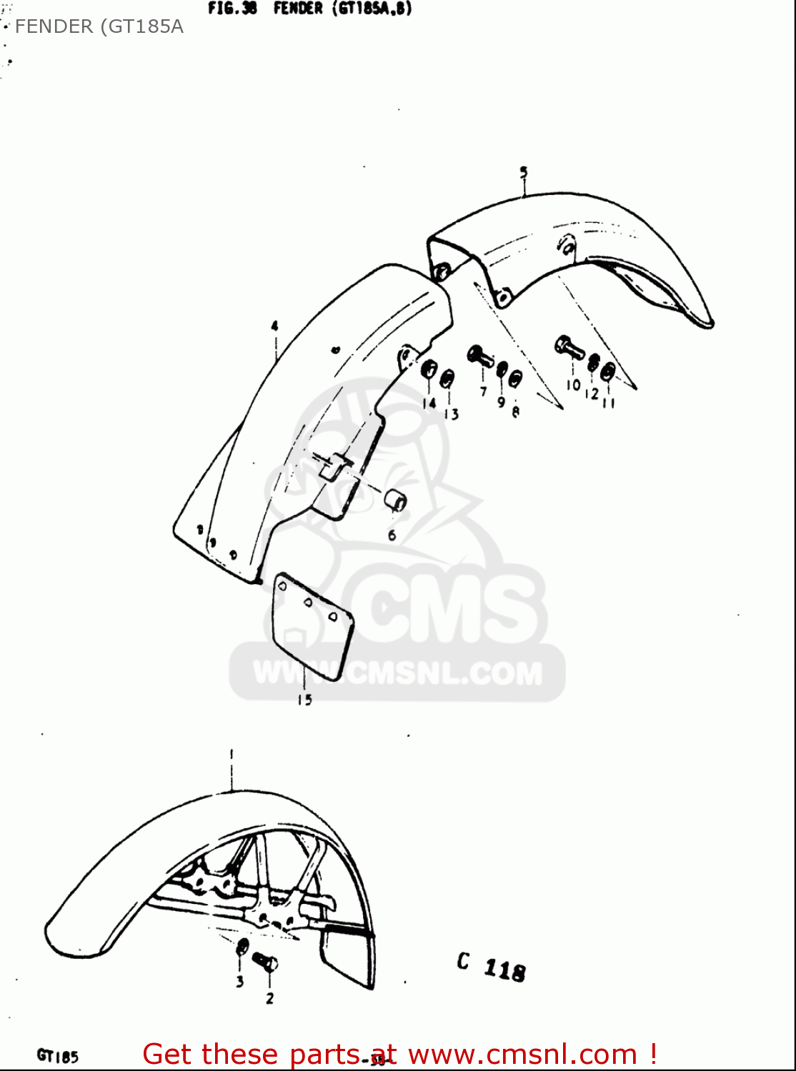 FENDER (GT185A GT185 1973 1974 1975 1976 1977 (K) (L) (M) (A) (B) USA (E03)