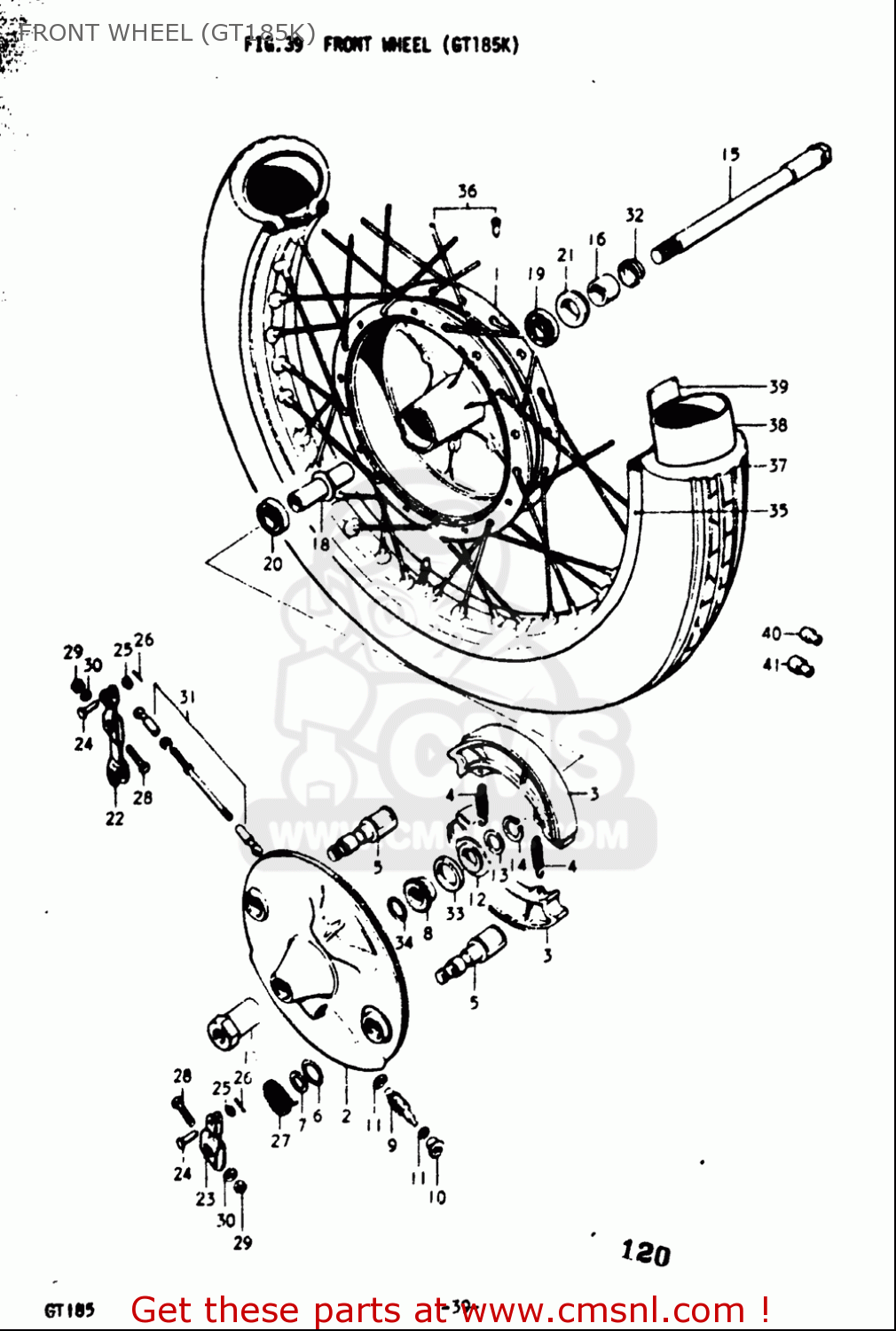FRONT WHEEL (GT185K) GT185 1973 1974 1975 1976 1977 (K) (L) (M) (A) (B) USA (E03)
