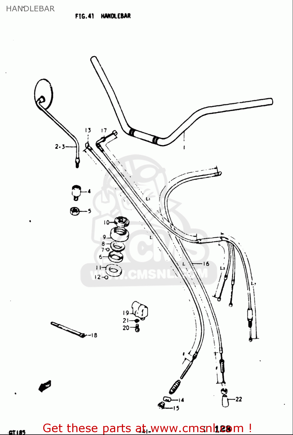 HANDLEBAR GT185 1973 1974 1975 1976 1977 (K) (L) (M) (A) (B) USA (E03)